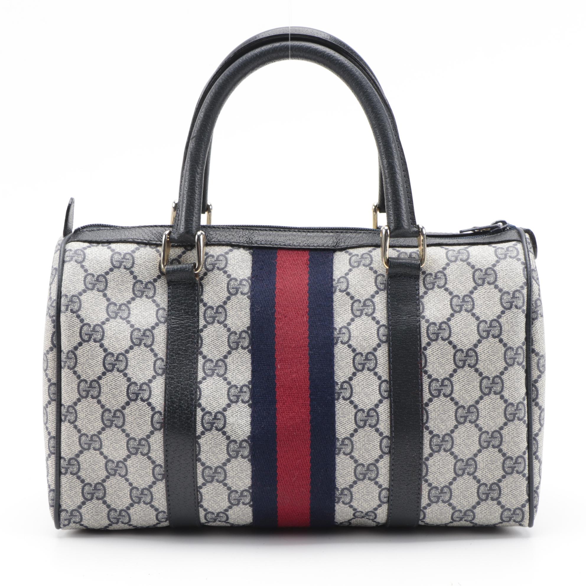 Gucci Accessory Collection Blue Supreme GG Web Stripe Boston Bag