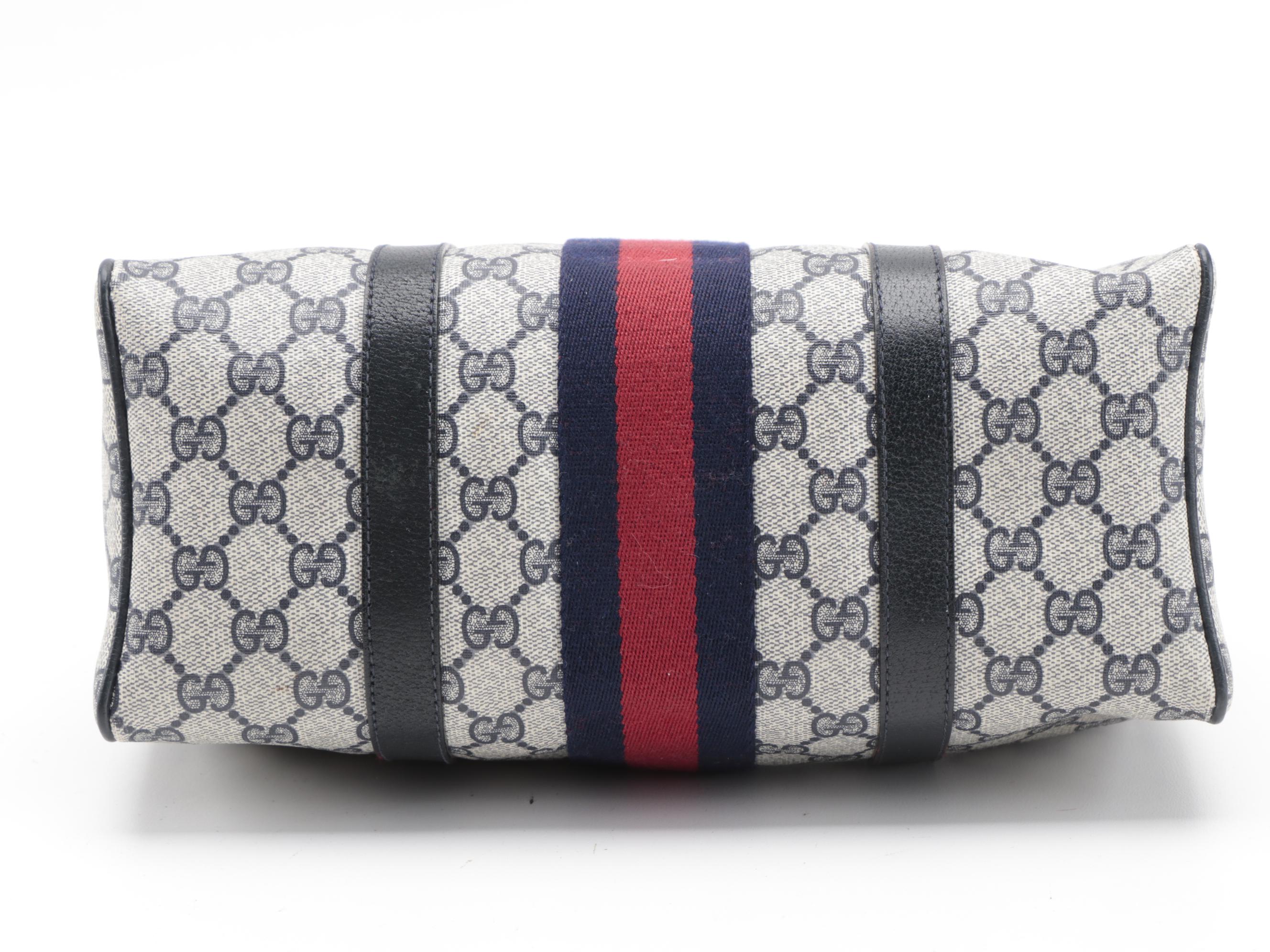 Gucci Accessory Collection Blue Supreme GG Web Stripe Boston Bag