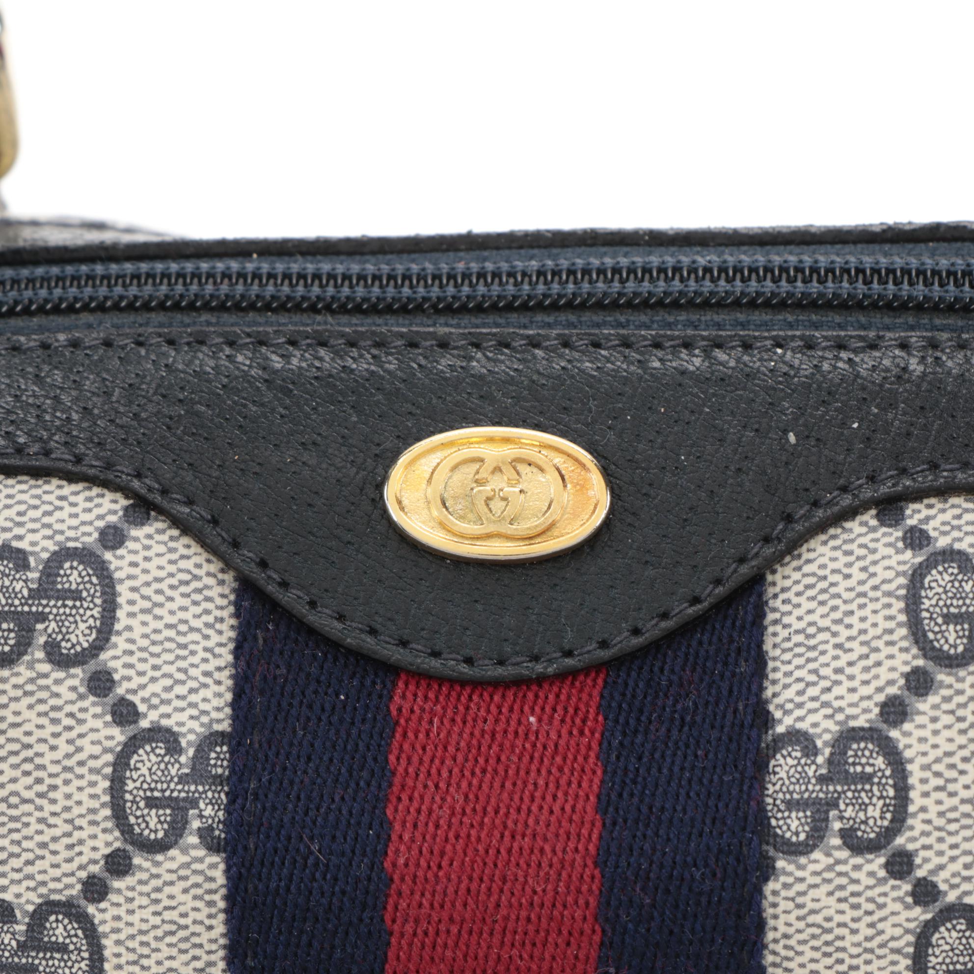 Gucci Accessory Collection Blue Supreme GG Web Stripe Boston Bag