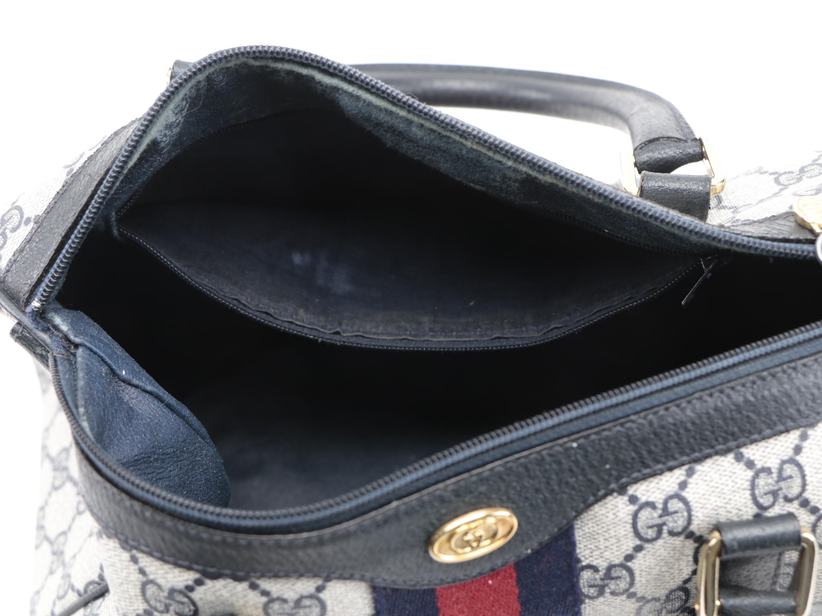 Gucci Accessory Collection Blue Supreme GG Web Stripe Boston Bag