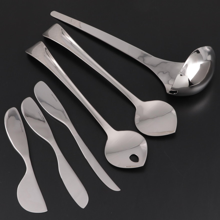 Georg Jensen Stainless Steel Ladle, Cheese Knives and Salad Servers