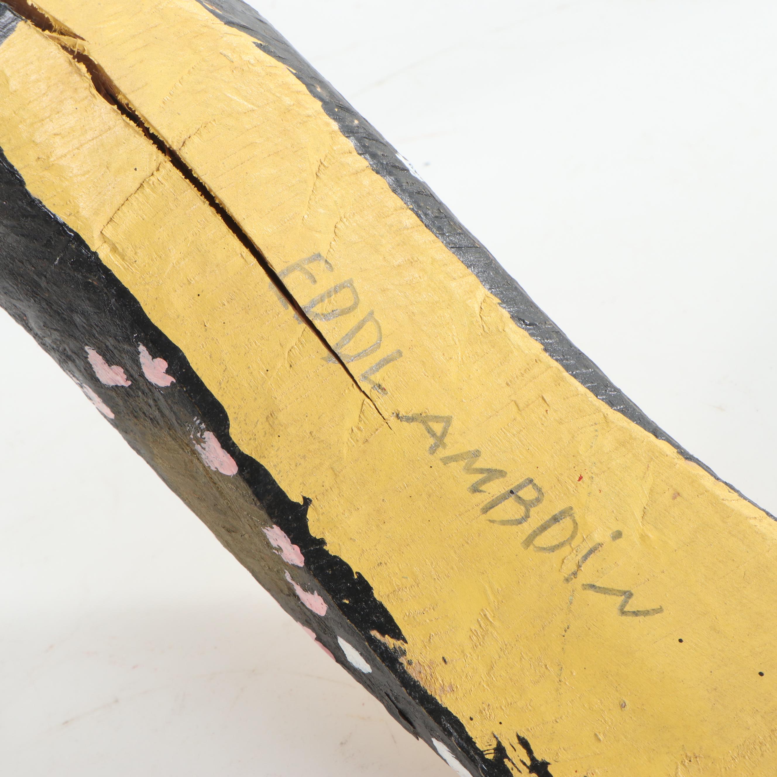 Edd Lambdin Folk Art Polychrome Wood Bird Sculpture