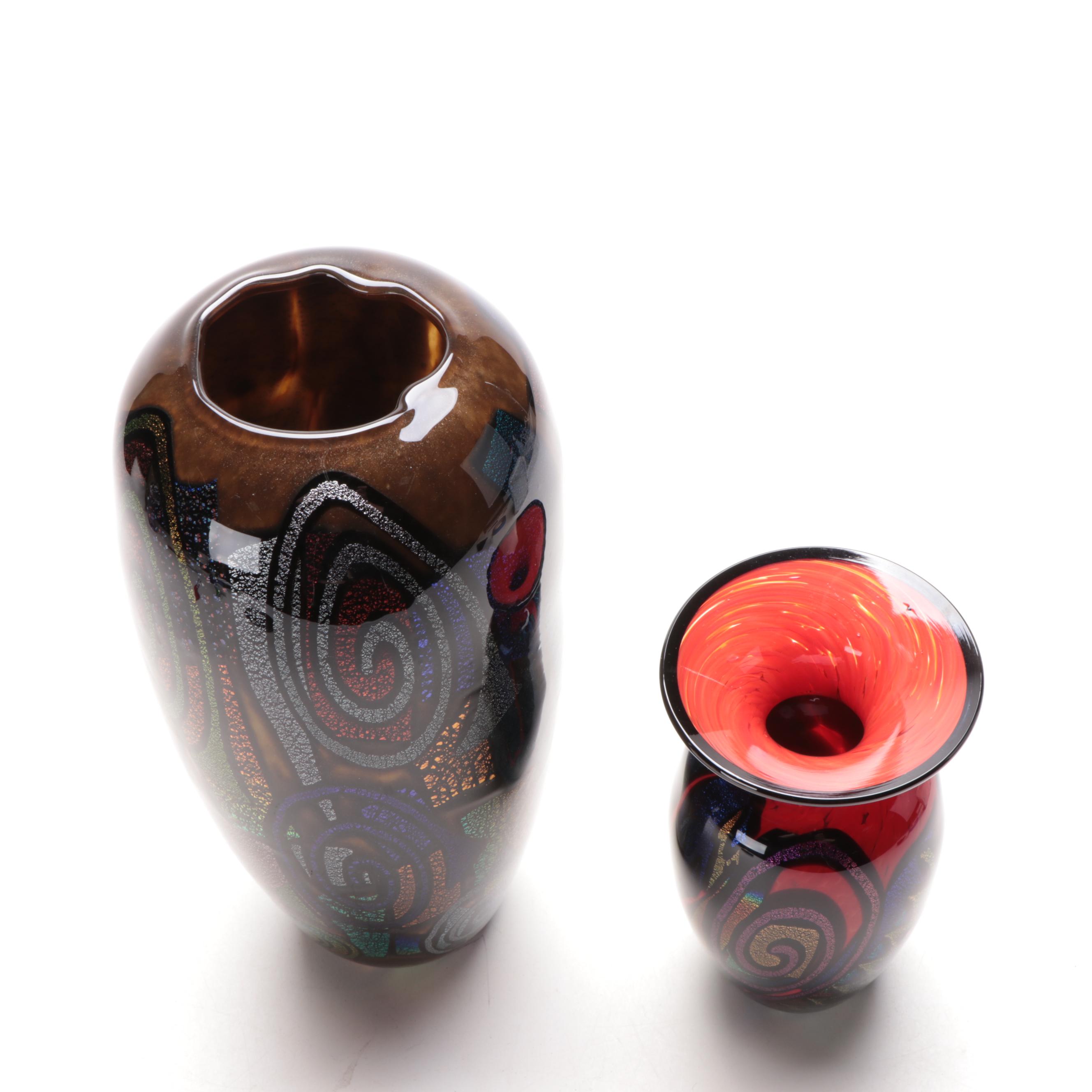 Spiral Art Glass Vases