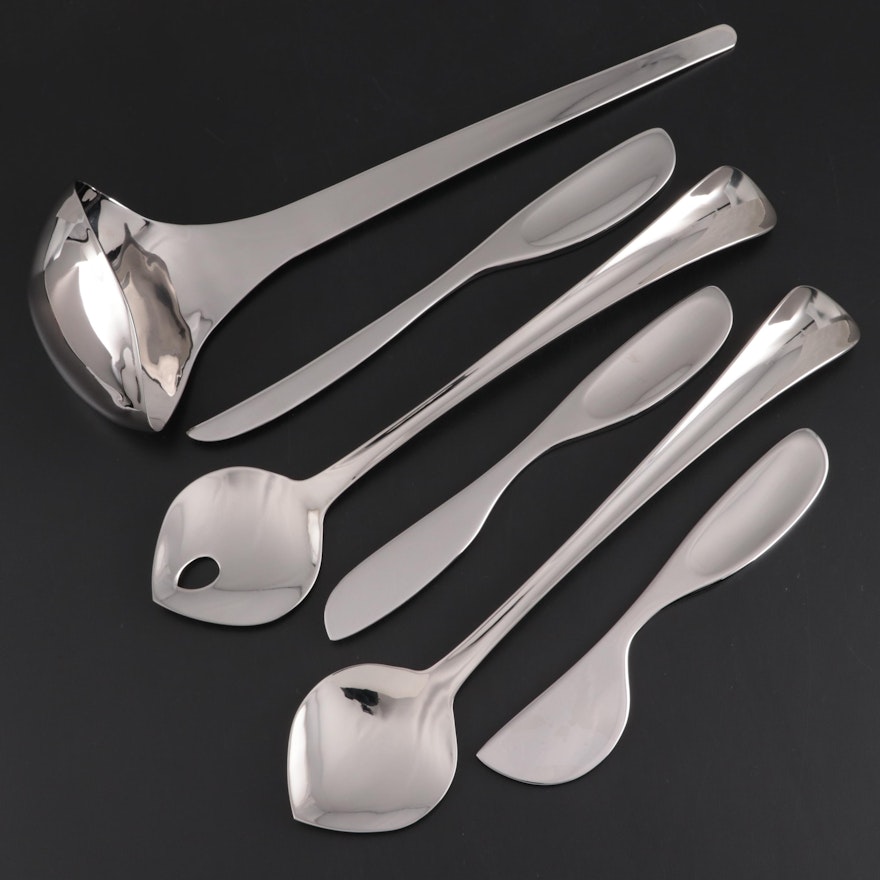 Georg Jensen Stainless Steel Ladle, Cheese Knives and Salad Servers