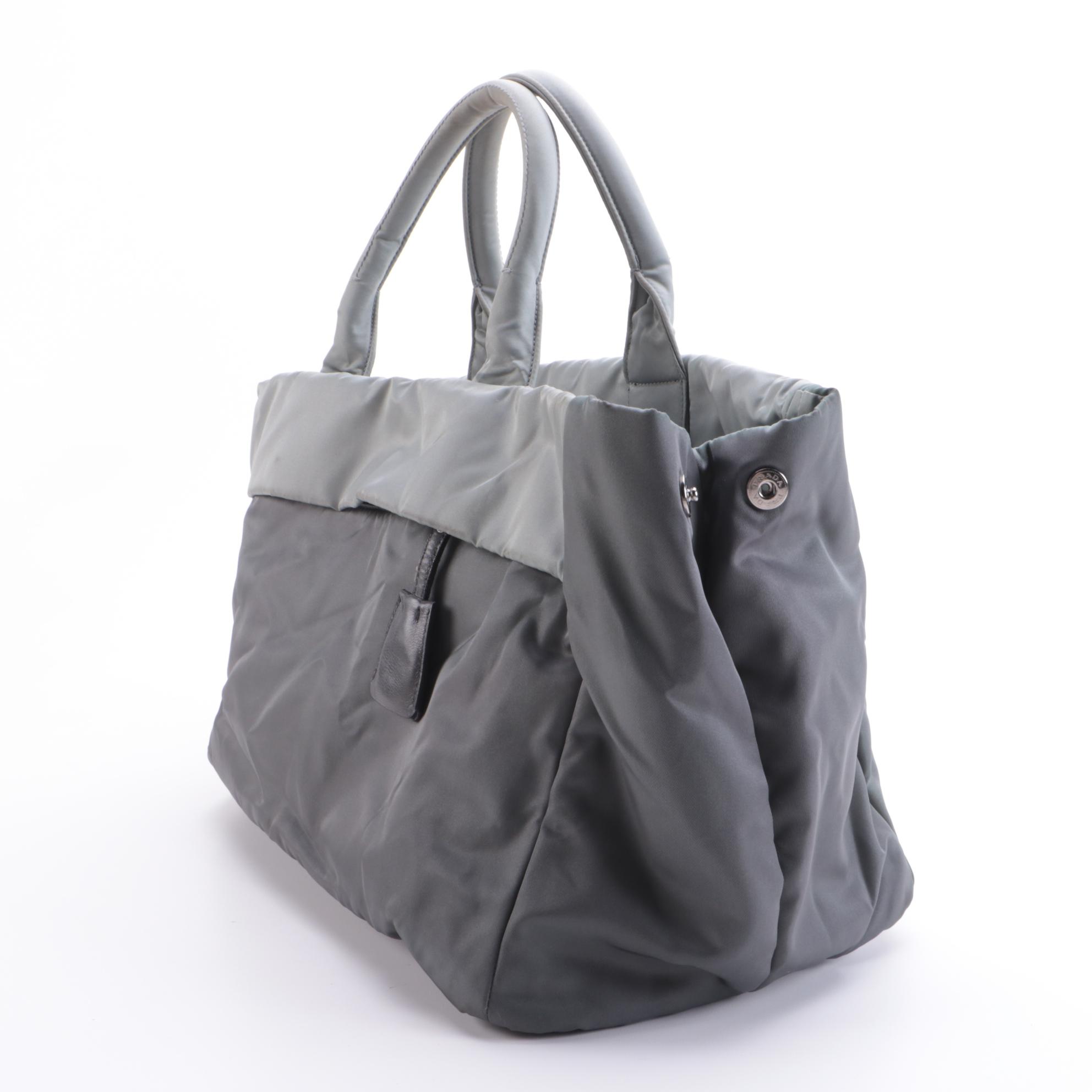 Prada Two-Tone Grey Tessuto Nylon Tote
