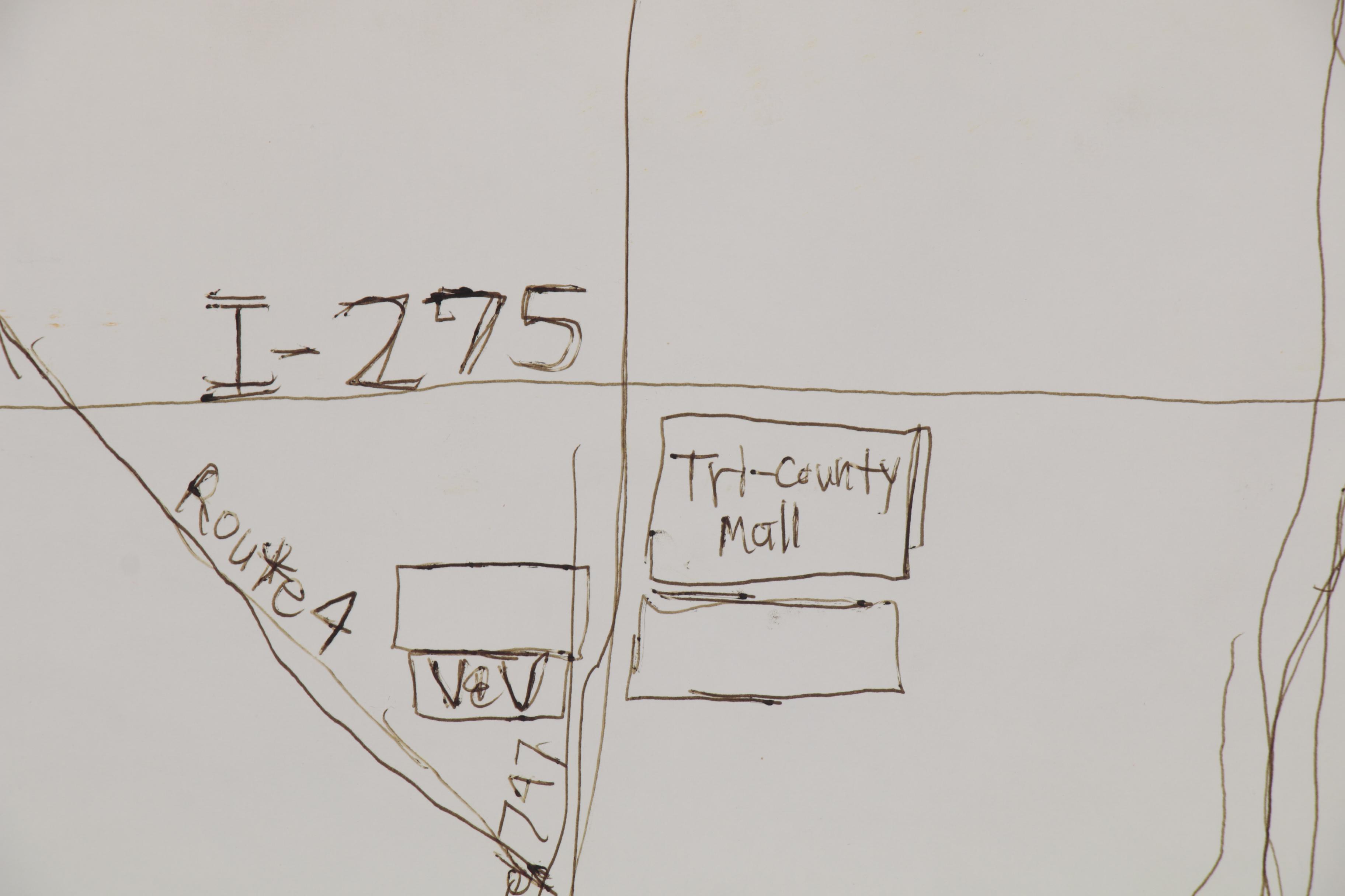 Courttney Cooper Large-Scale Ink Drawing Map "Zinzinnati, Ohio USA Rocks," 2008