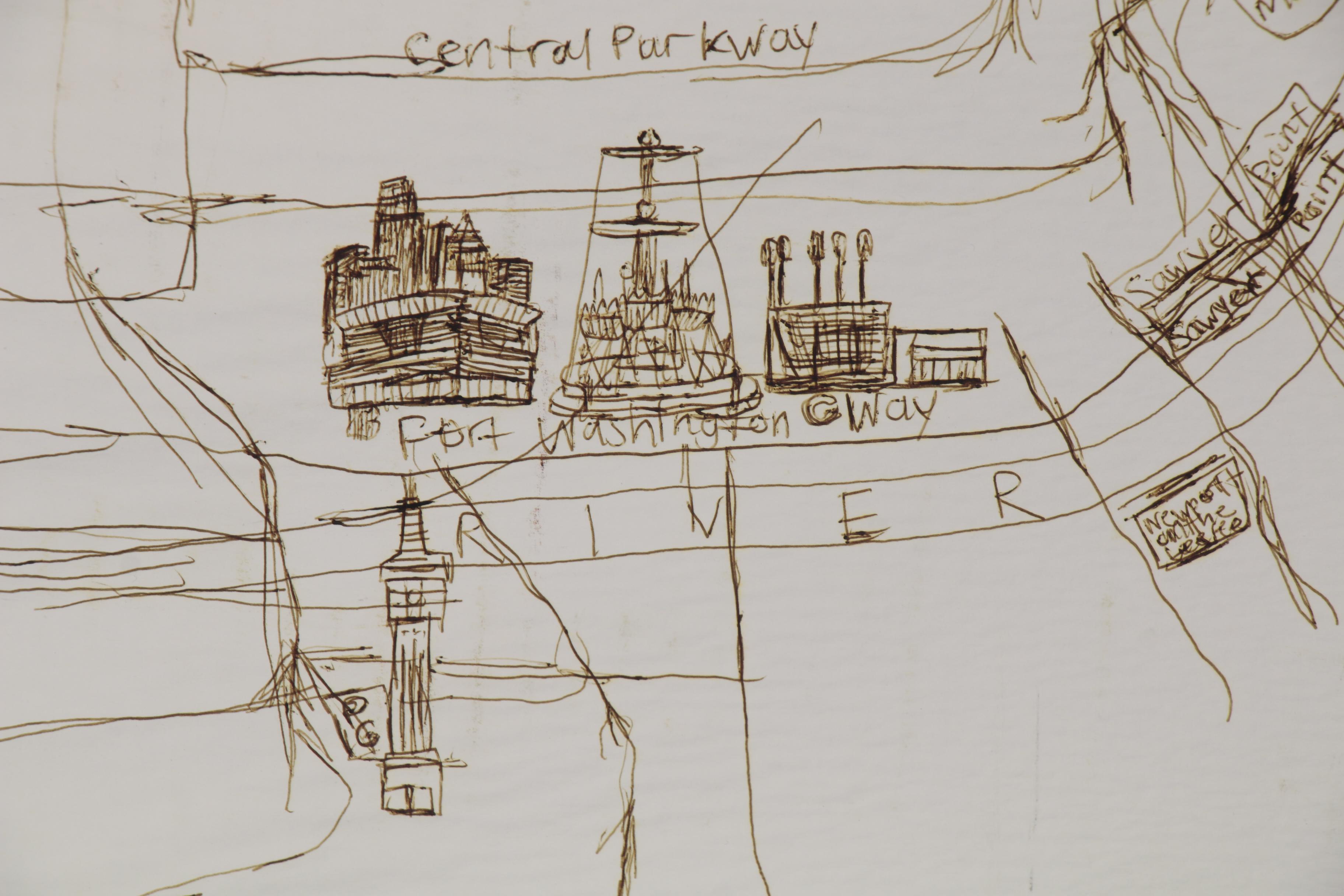 Courttney Cooper Large-Scale Ink Drawing Map "Zinzinnati, Ohio USA Rocks," 2008