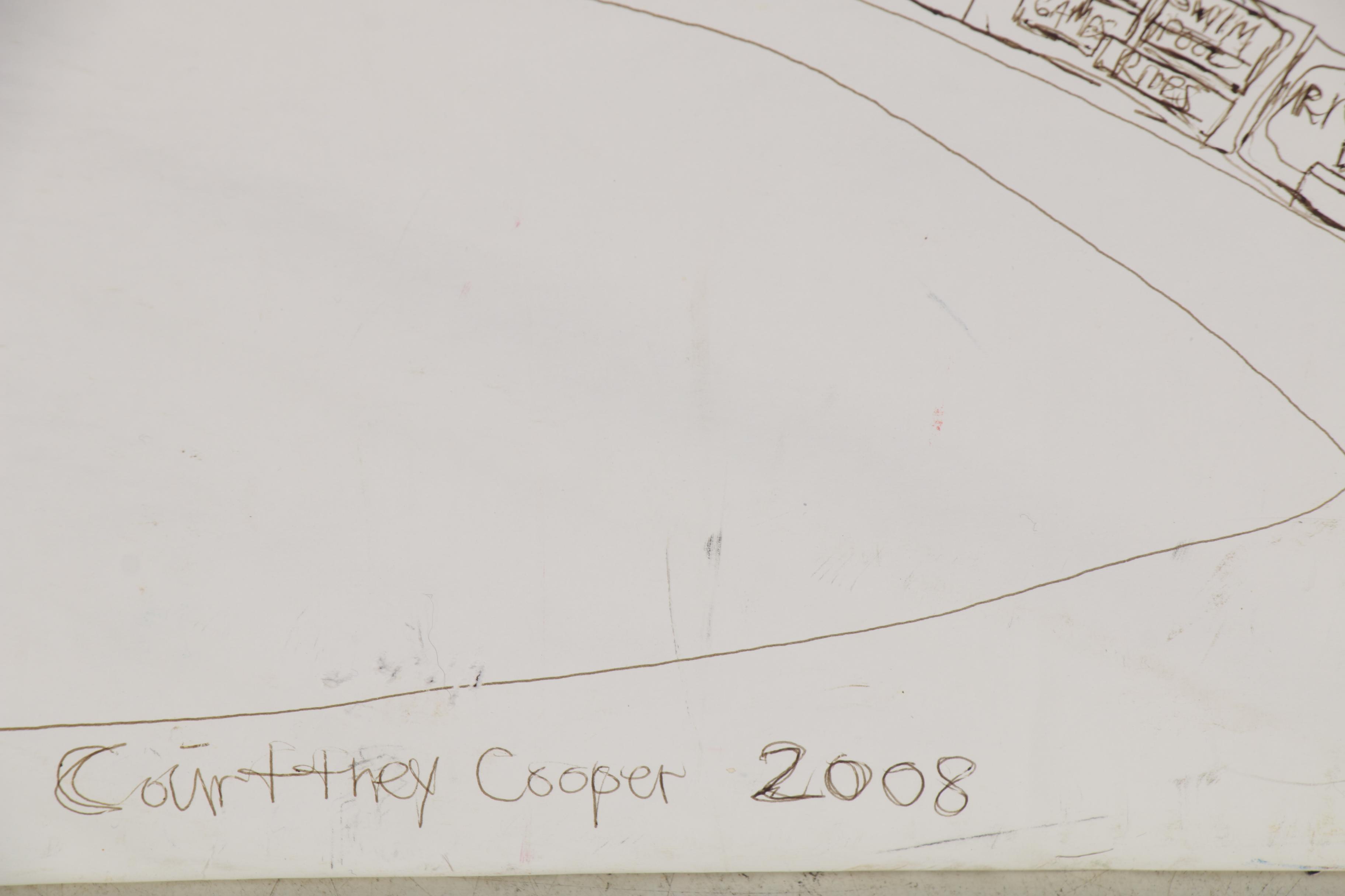 Courttney Cooper Large-Scale Ink Drawing Map "Zinzinnati, Ohio USA Rocks," 2008