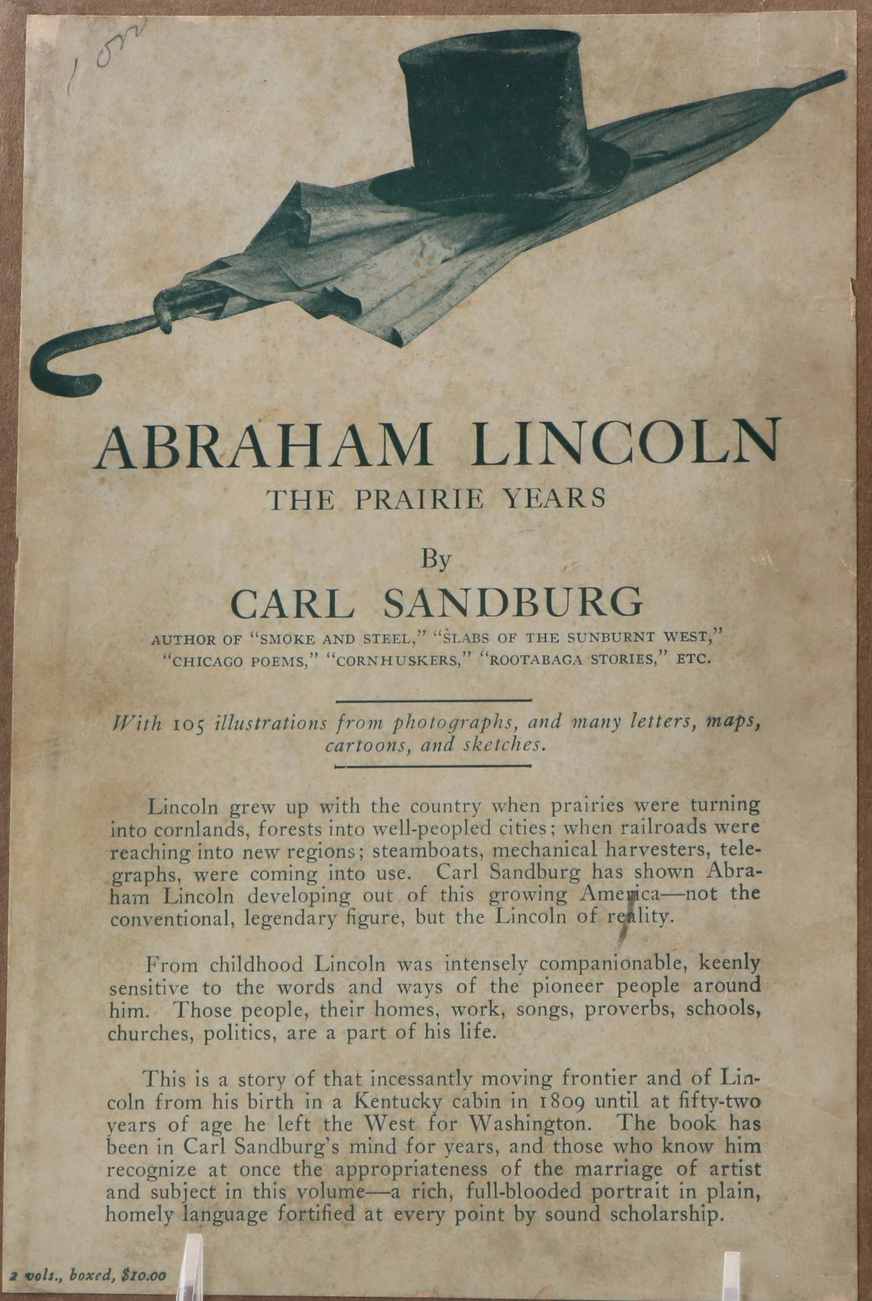 First Trade Edition "Abraham Lincoln: The Prairie Years" by Carl Sandburg
