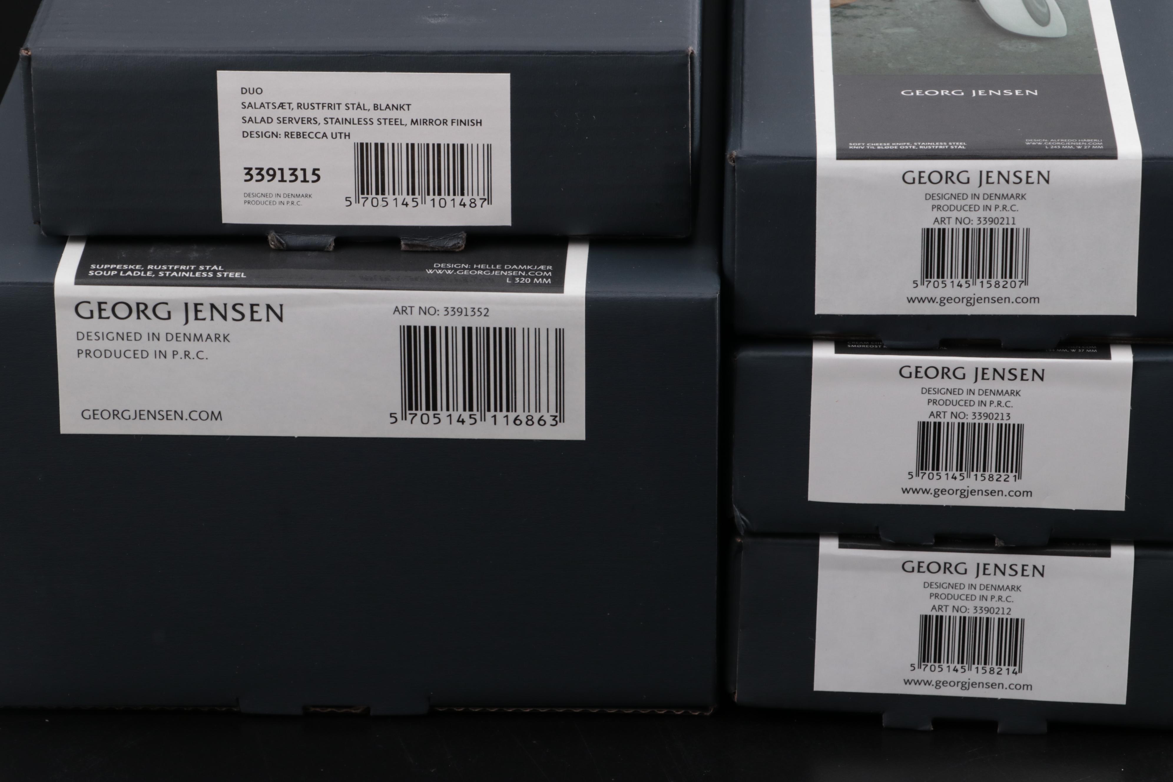 Georg Jensen Stainless Steel Ladle, Cheese Knives and Salad Servers