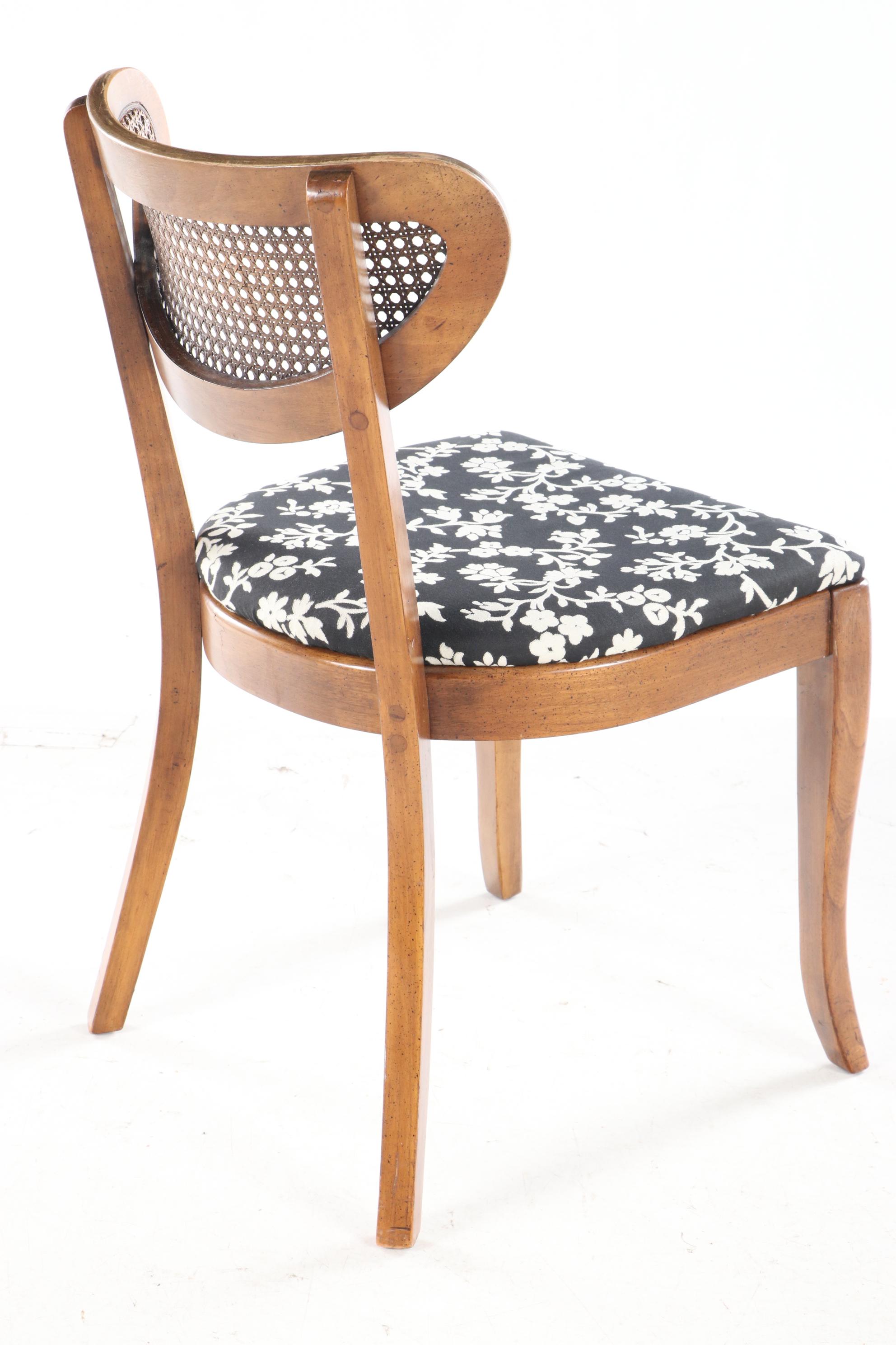 Four Mid Century Modern Walnut-Stained and Cane-Back Dining Side Chairs