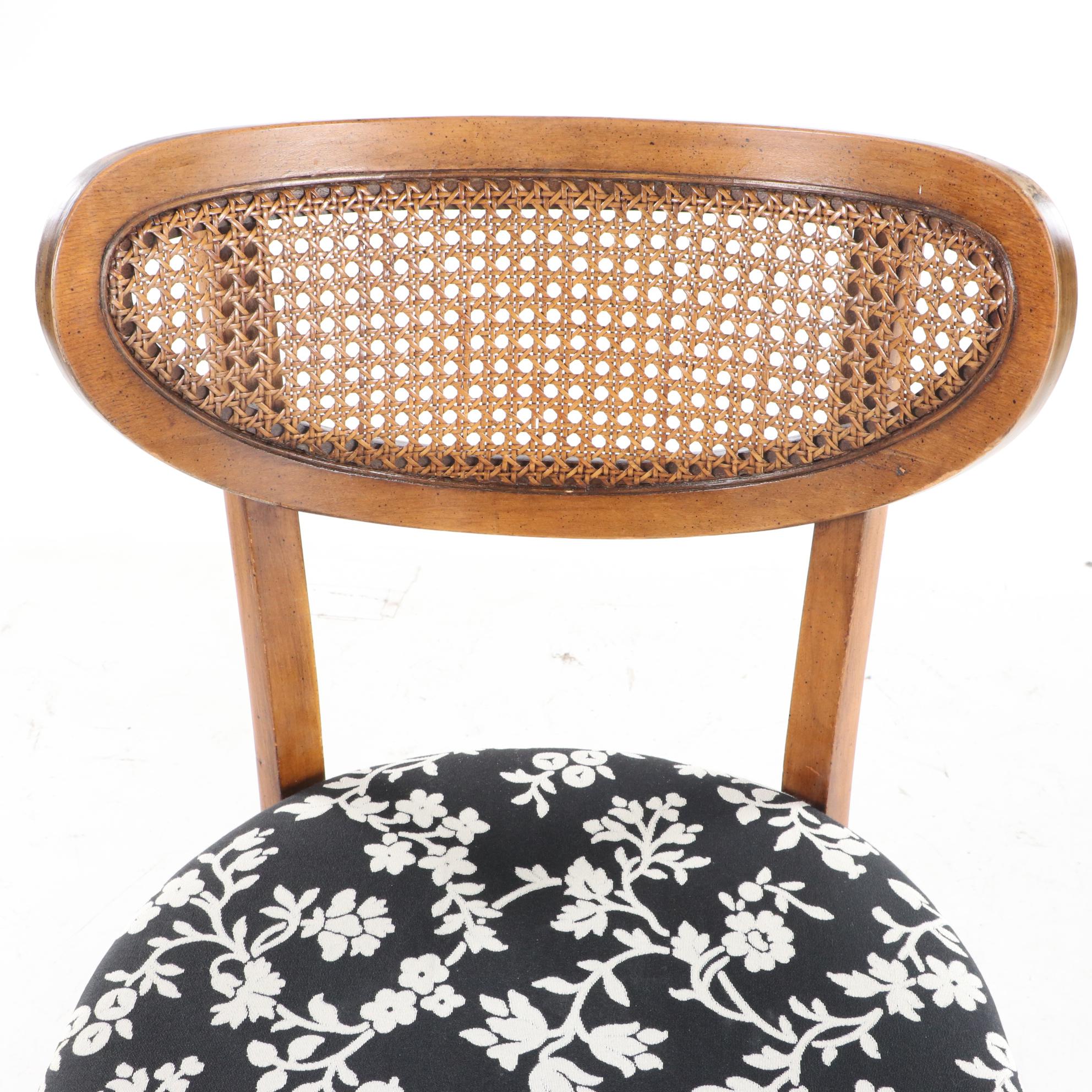 Four Mid Century Modern Walnut-Stained and Cane-Back Dining Side Chairs