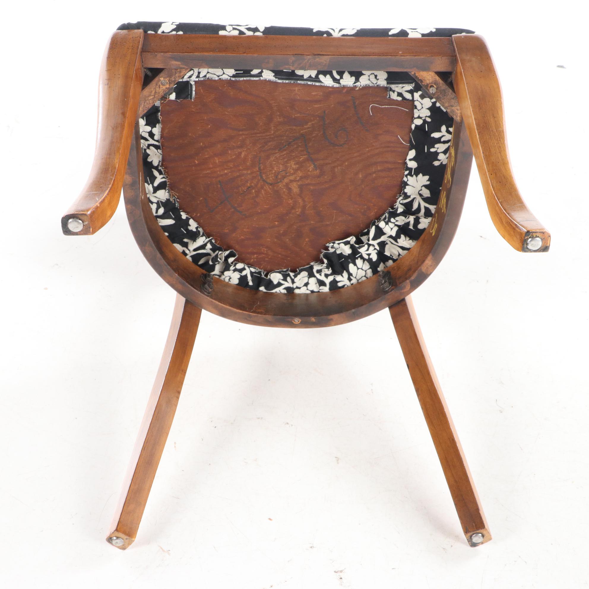 Four Mid Century Modern Walnut-Stained and Cane-Back Dining Side Chairs