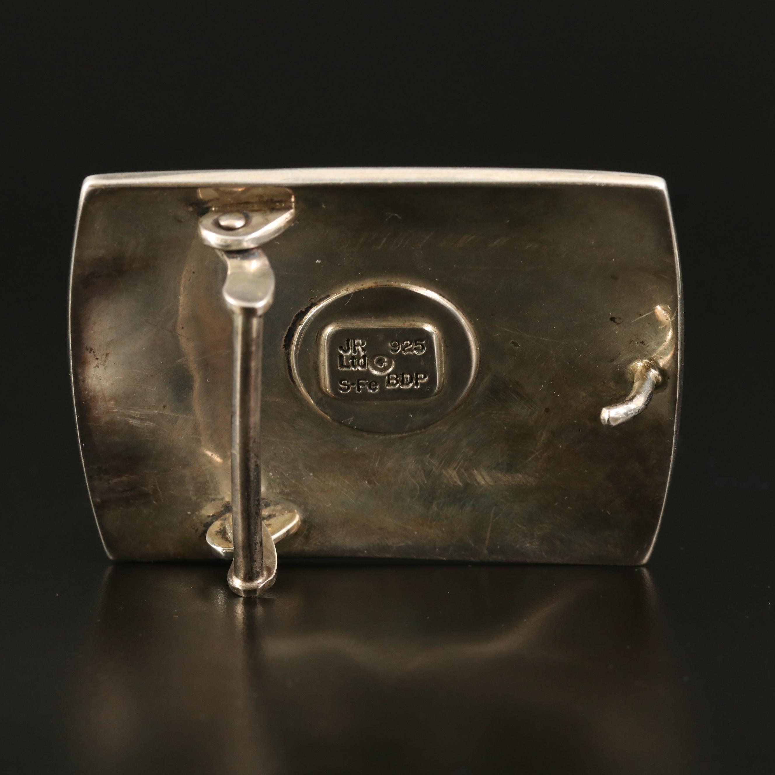 James Reid Ltd. of Santa Fe Southwestern Sterling Silver and Turquoise Buckle