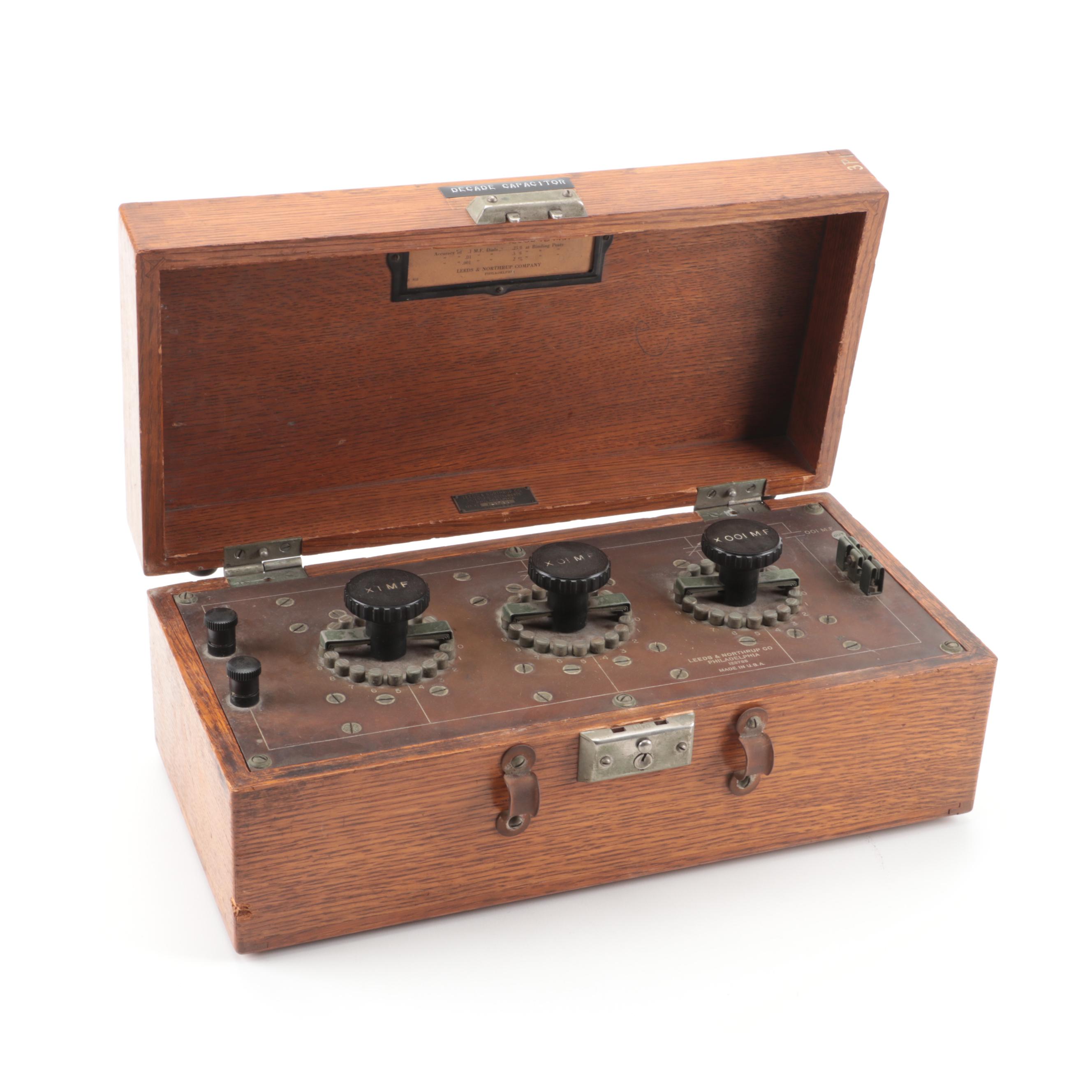 Leeds & Northrup Company, Philadelphia, Decade Capacitor in Oak Case, Vintage