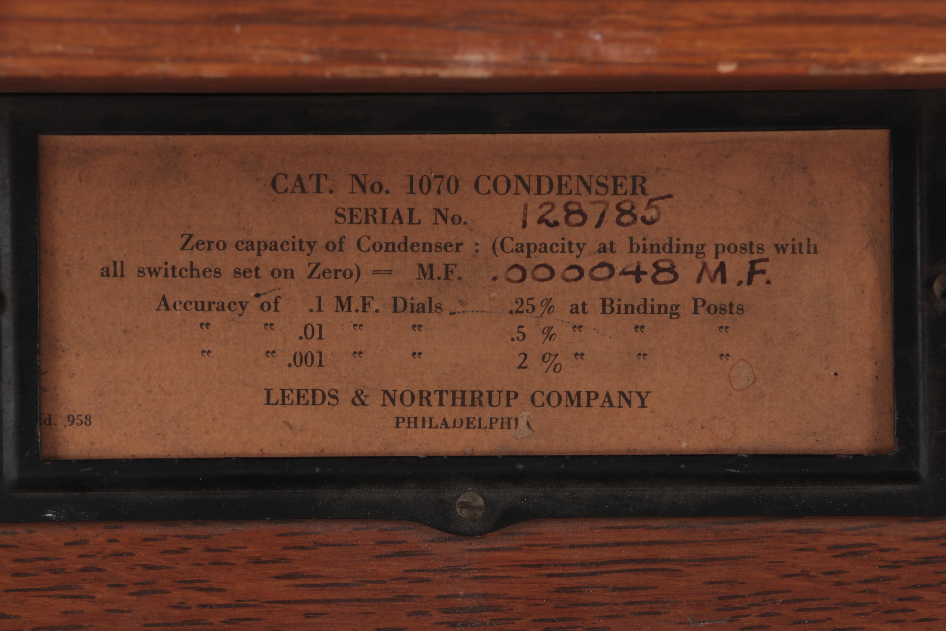 Leeds & Northrup Company, Philadelphia, Decade Capacitor in Oak Case, Vintage