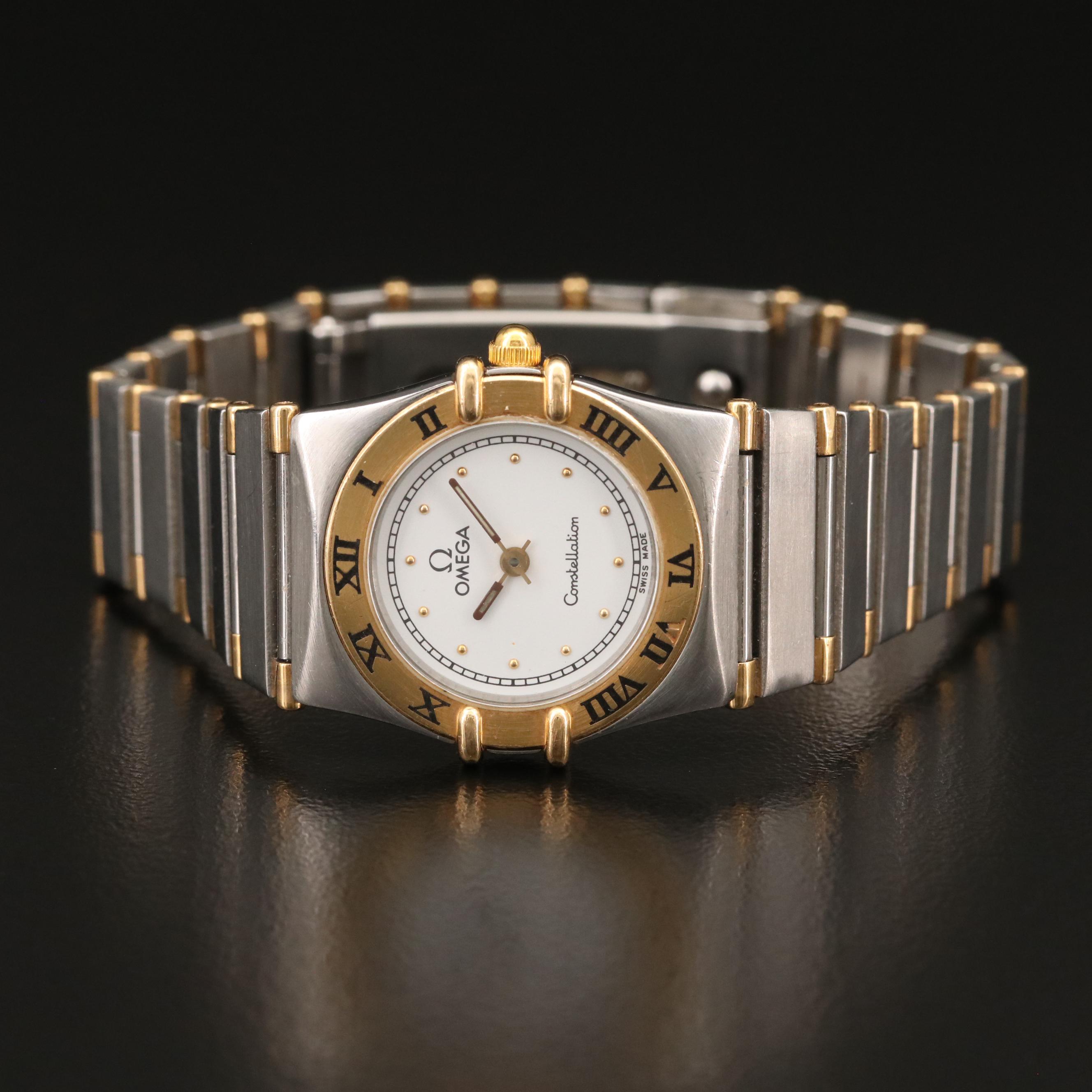 Omega Constellation 18K Yellow Gold and Stainless Steel Quartz Watch