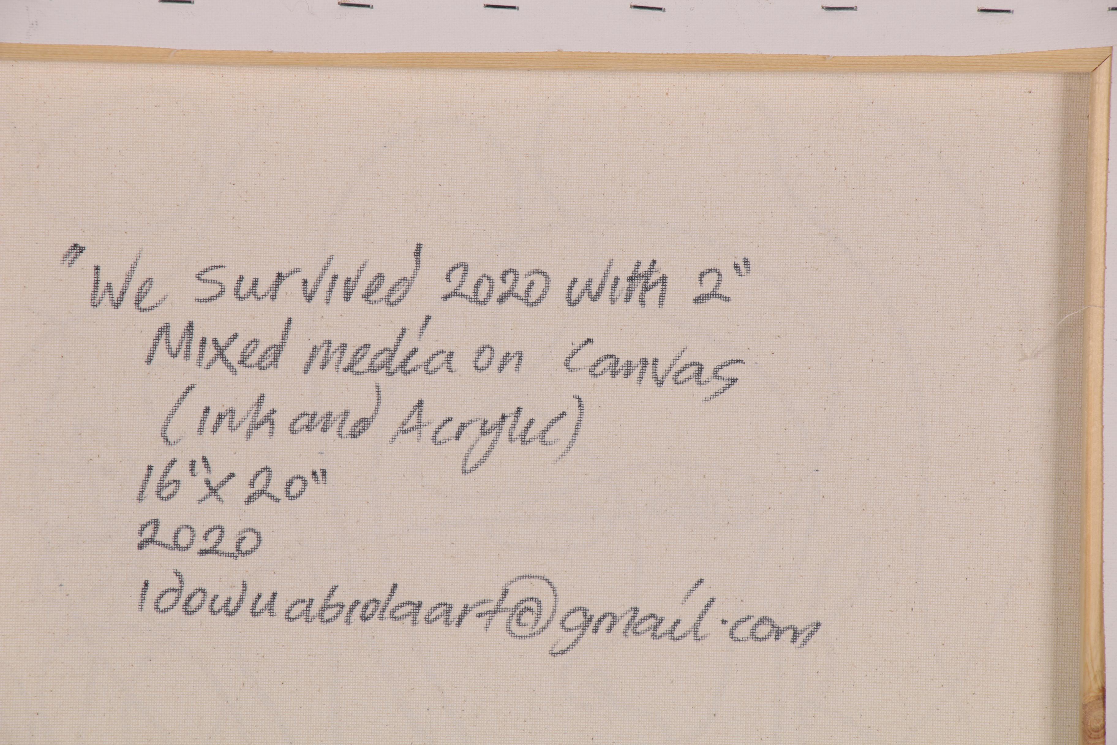 Abiola Idowu Abstract Mixed Media Painting "We Survived 2020 With 2," 2020