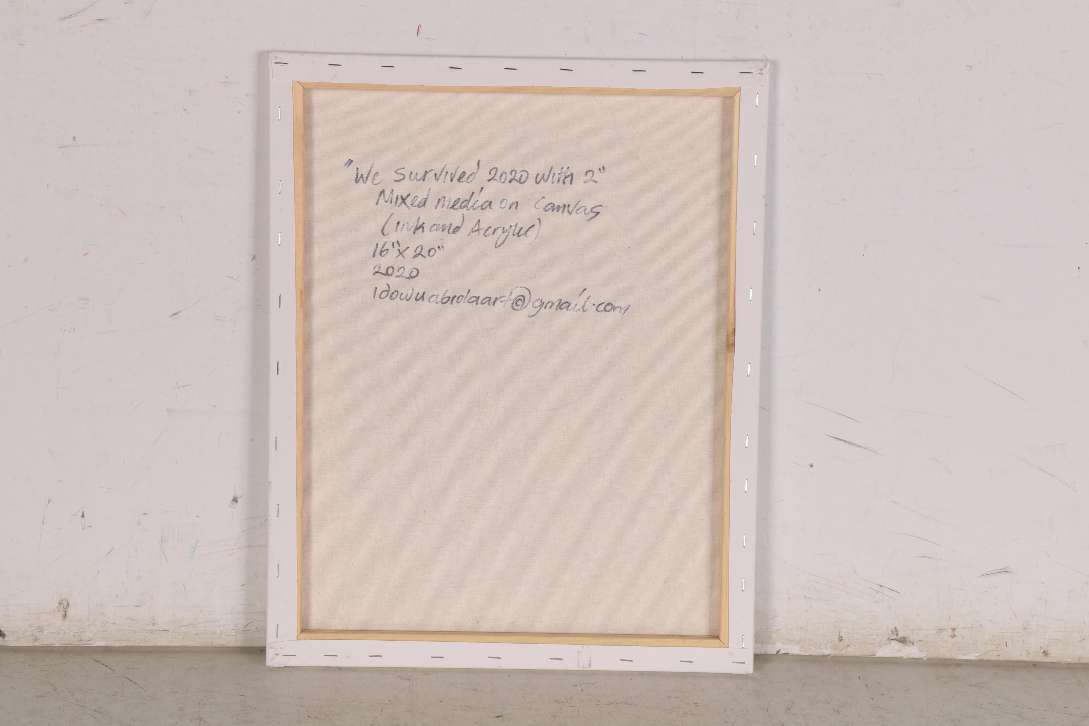 Abiola Idowu Abstract Mixed Media Painting "We Survived 2020 With 2," 2020