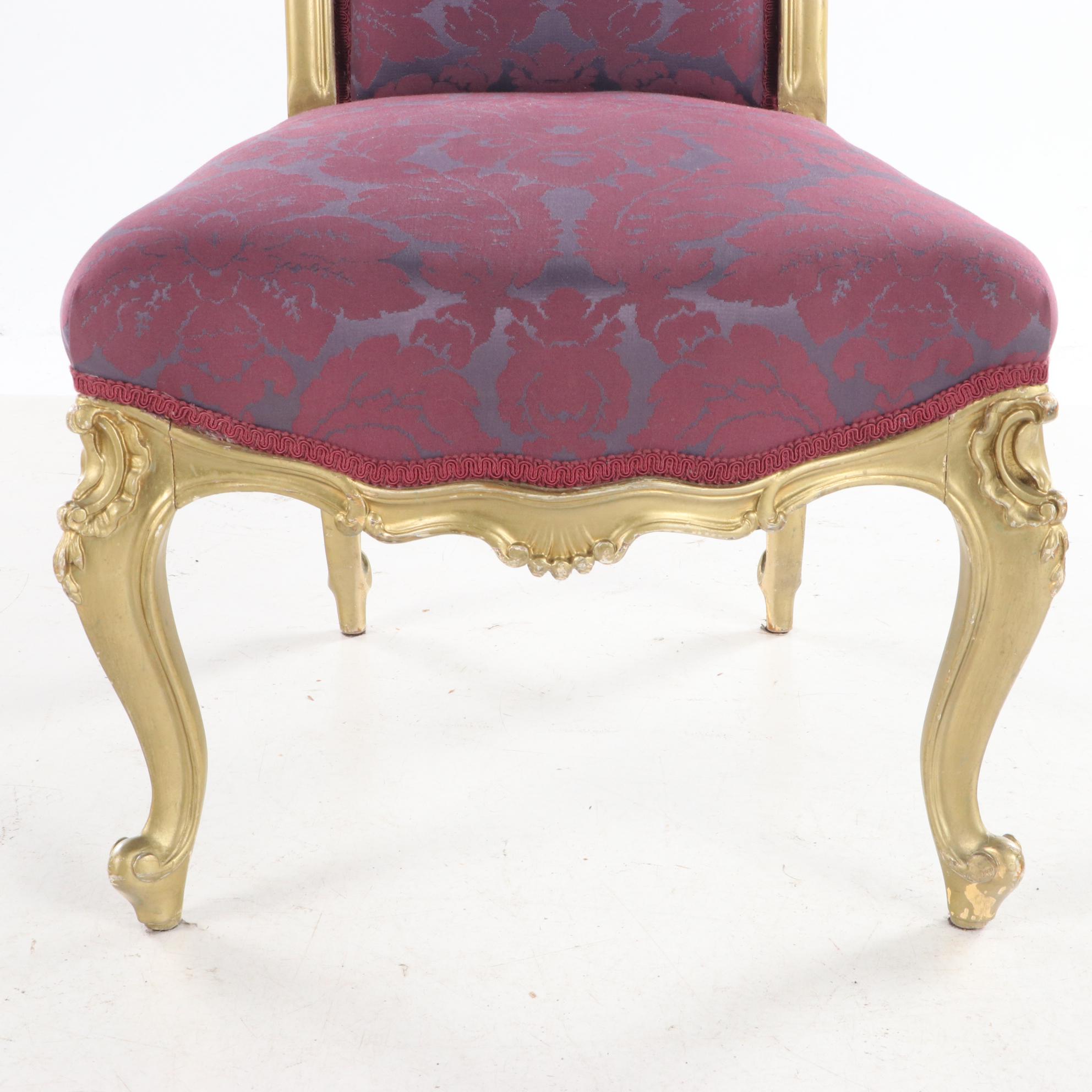 Louis XV Style Giltwood Salon Chair, Late 19th Century