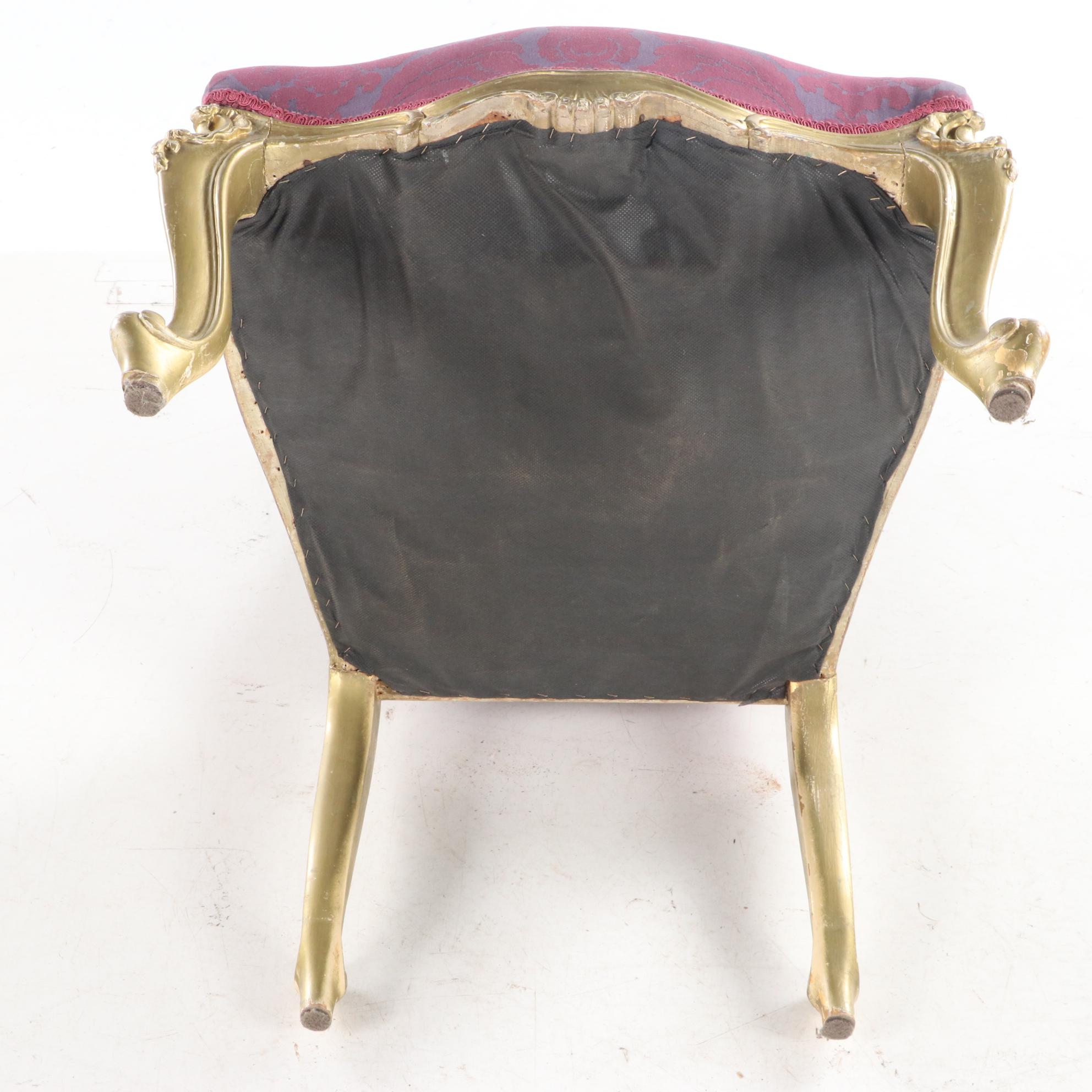 Louis XV Style Giltwood Salon Chair, Late 19th Century
