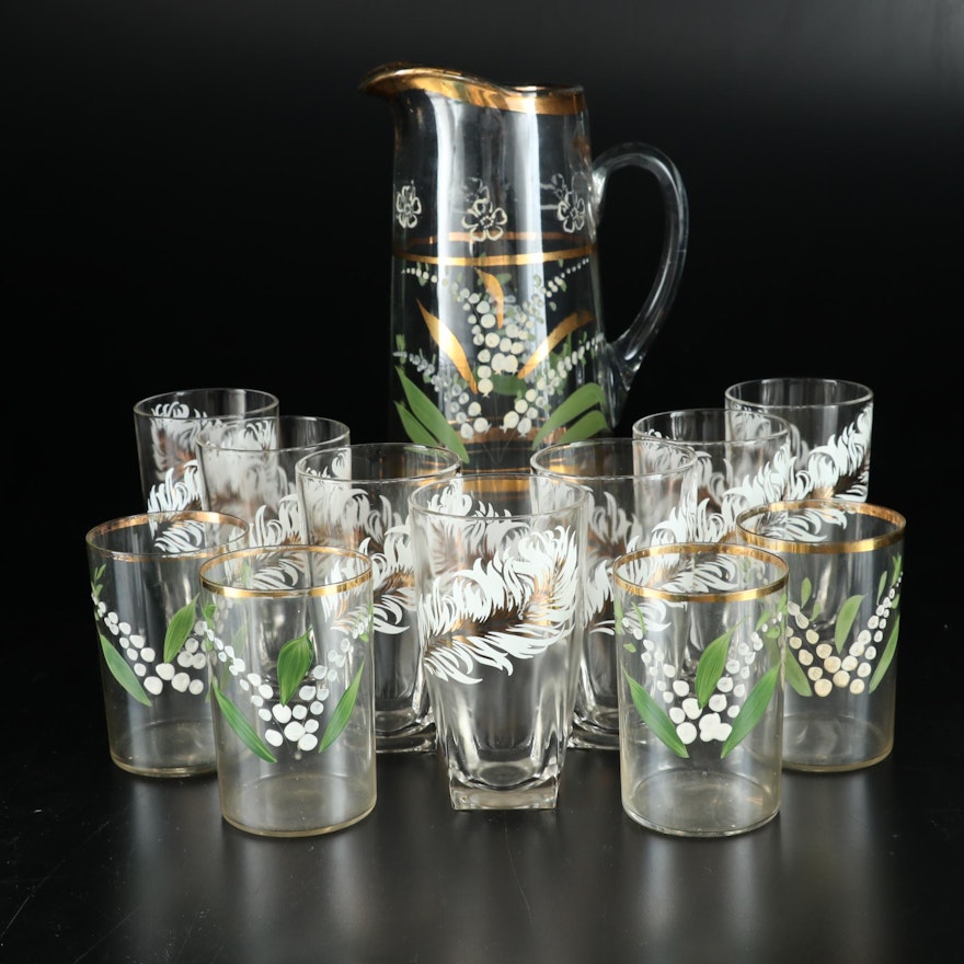 Lily of the Valley Lemonade Set and Other Hand-Painted Tumblers
