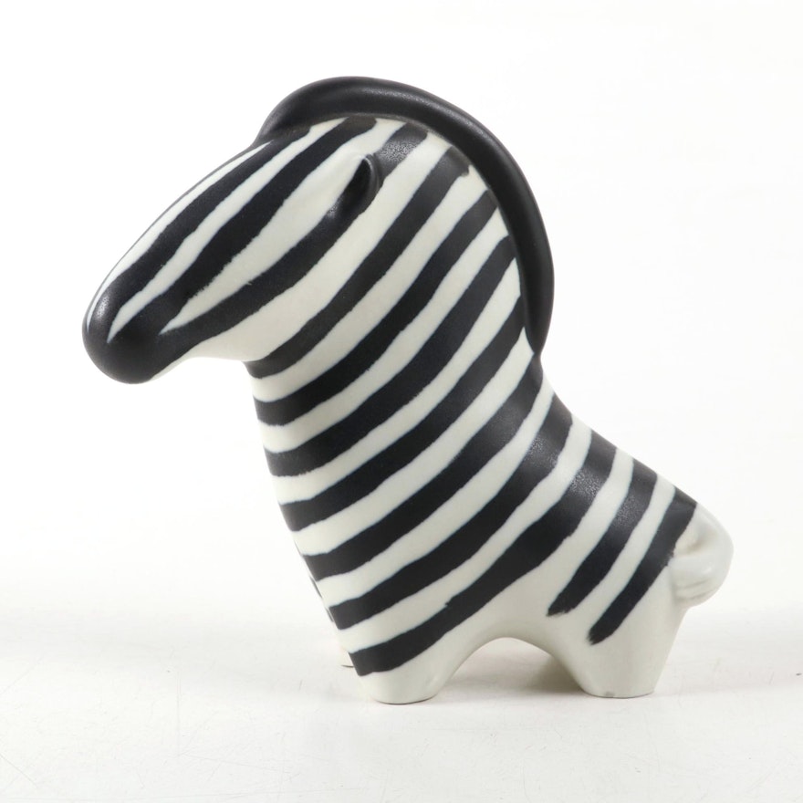 Arabia Finland Ceramic Zebra Figurine by Taisto Kaasinen, Mid to Late 20th C.