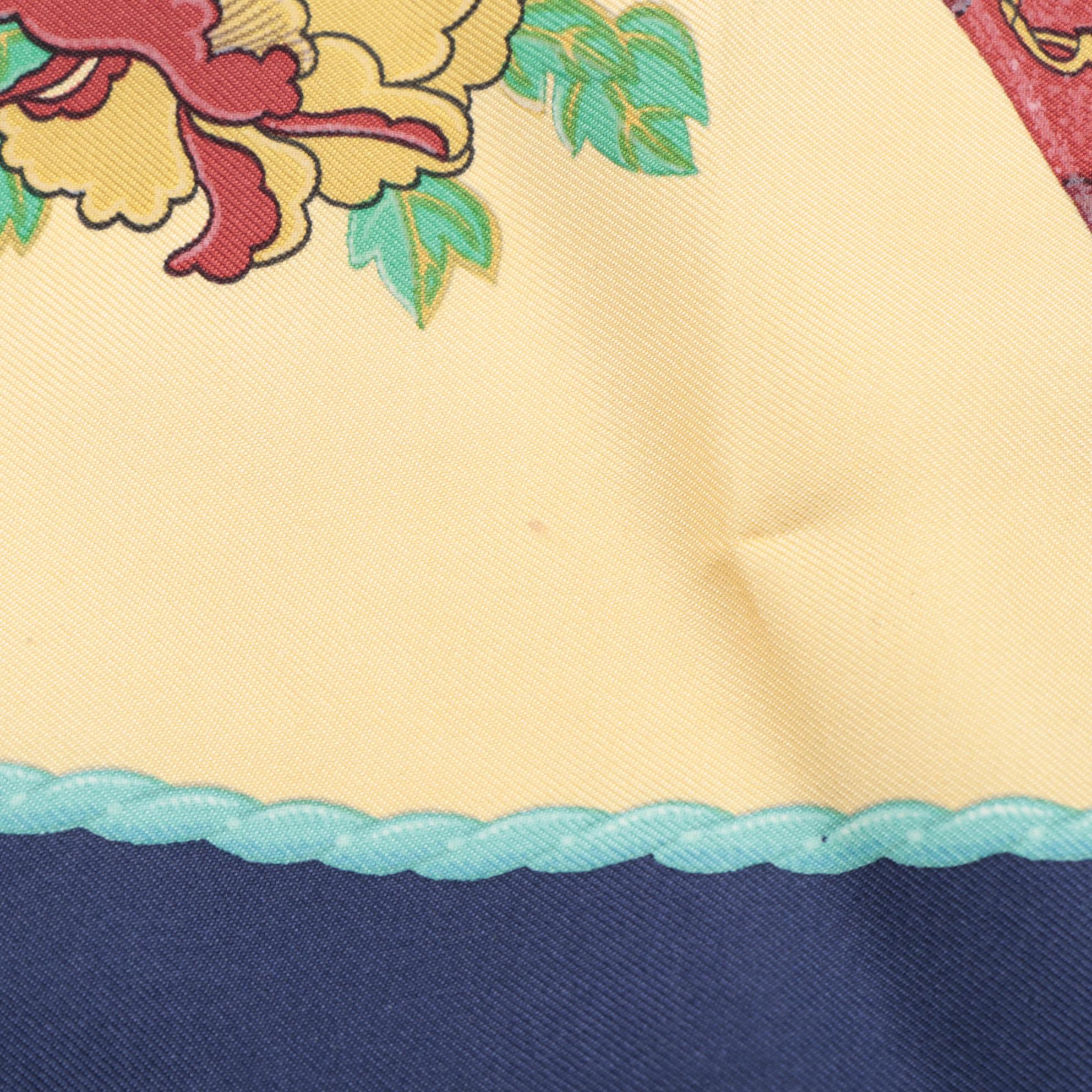 Hermès "Samouraï" Silk Twill Scarf with Box and Gift Box