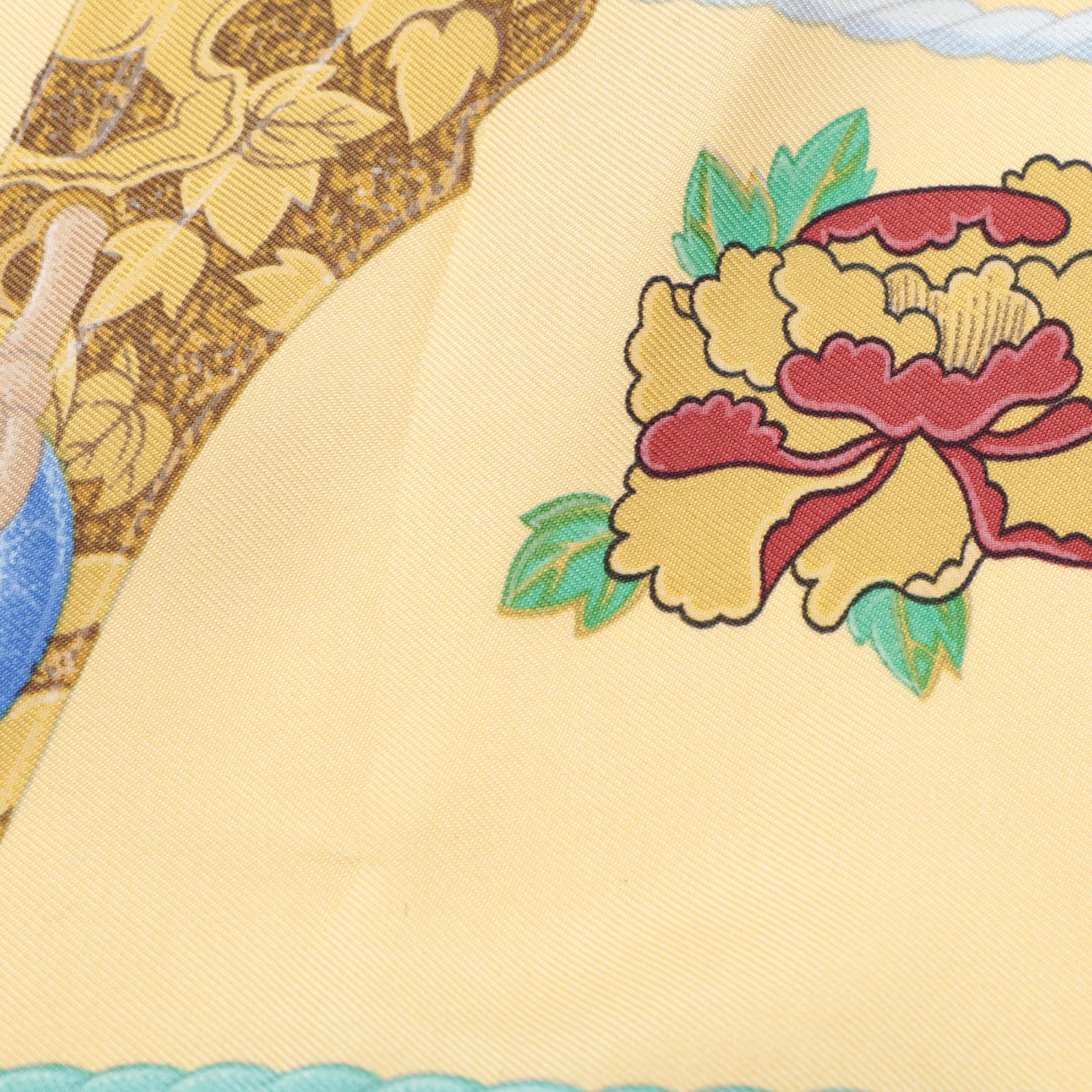 Hermès "Samouraï" Silk Twill Scarf with Box and Gift Box