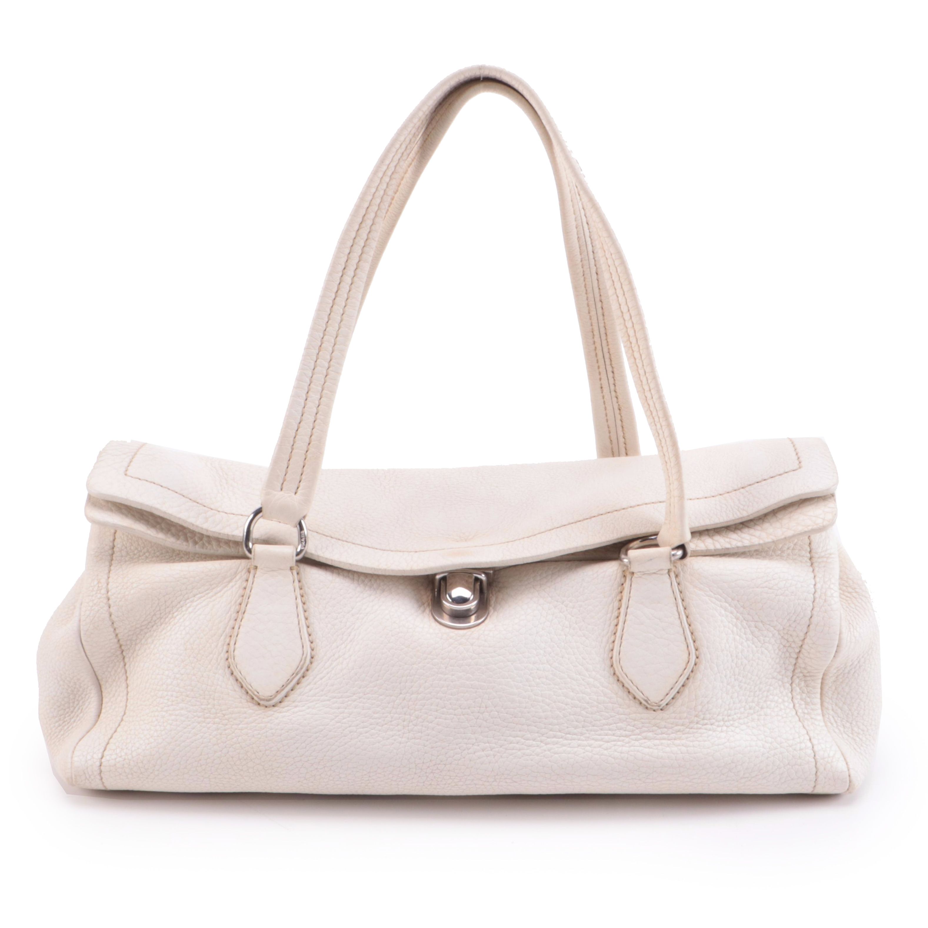 Prada Off-White Bianco Daino Leather Handbag