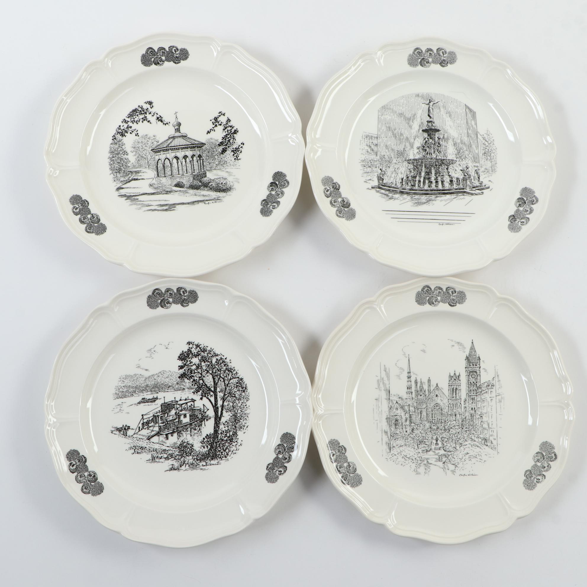 Wedgwood Caroline Williams "Scenes of Cincinnati" Plates , Late 20th Century