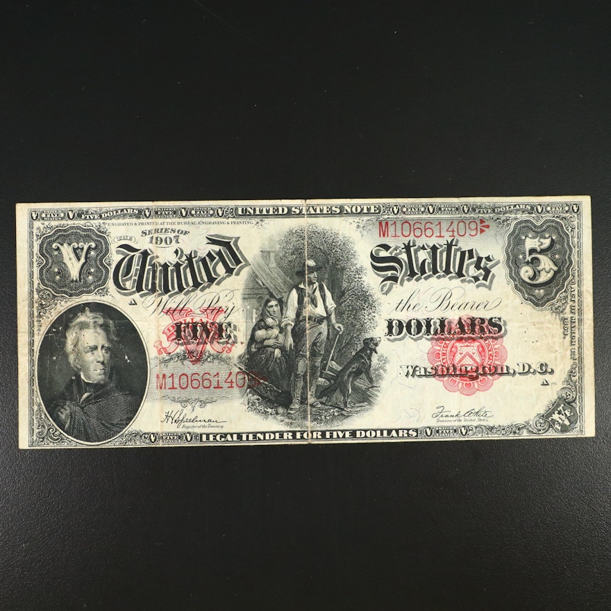 Large Format Series of 1907 "Woodchopper" $5 Legal Tender Note