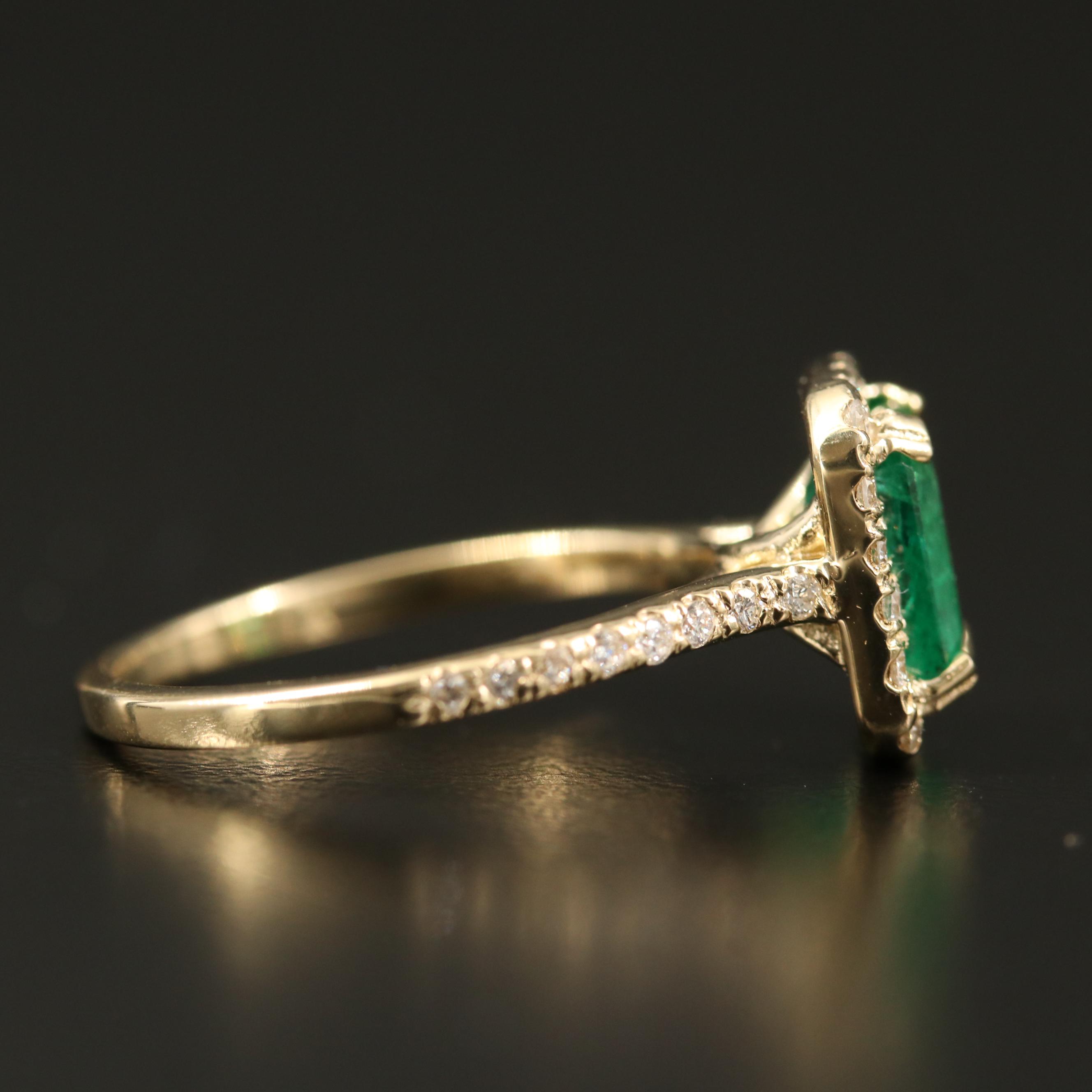 14K 1.85 CT Emerald and Diamond Halo Ring