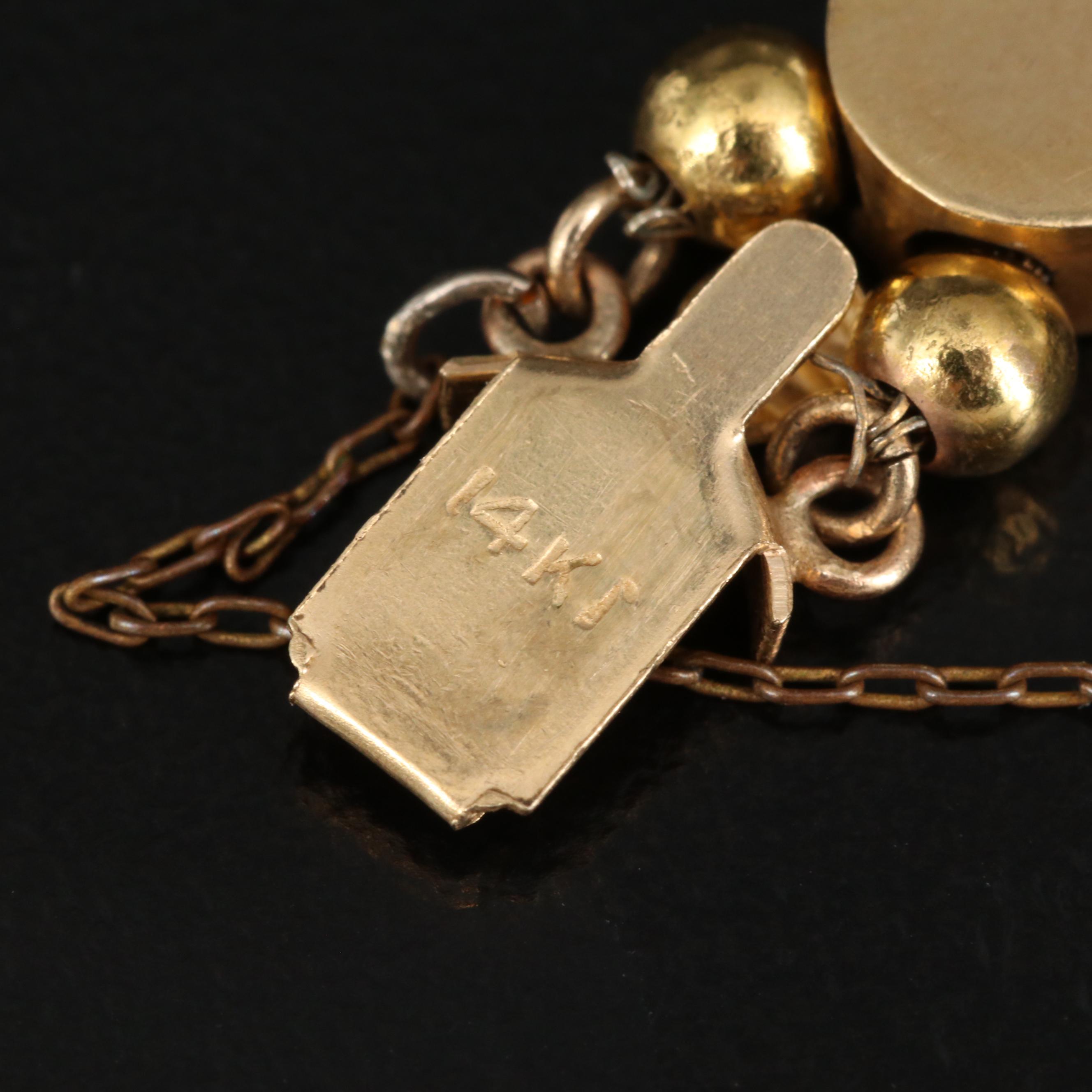 Vintage 14K Gemstone Charm Bracelet with 14K, 10K and Sterling Charms