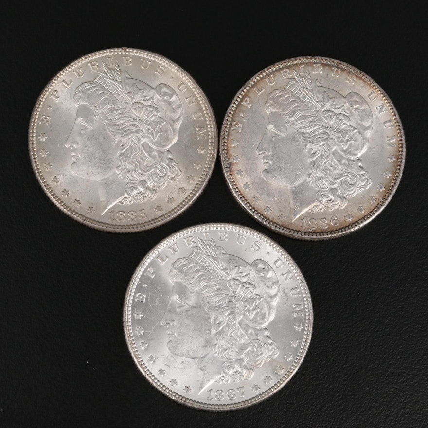1885, 1886, and 1887 Morgan Silver Dollars