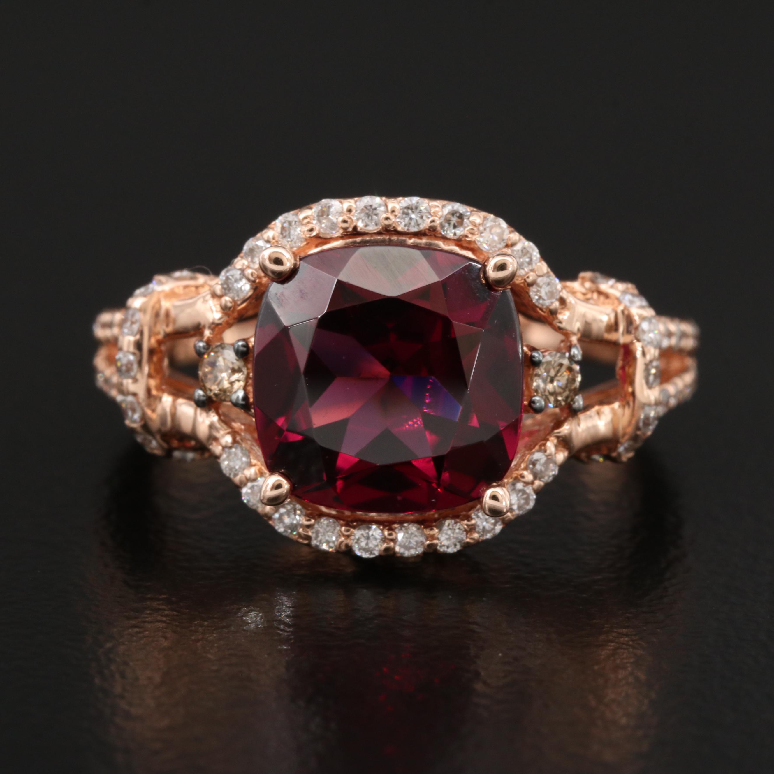 EFFY 14K Rose Gold Rhodolite Garnet and Diamond Ring