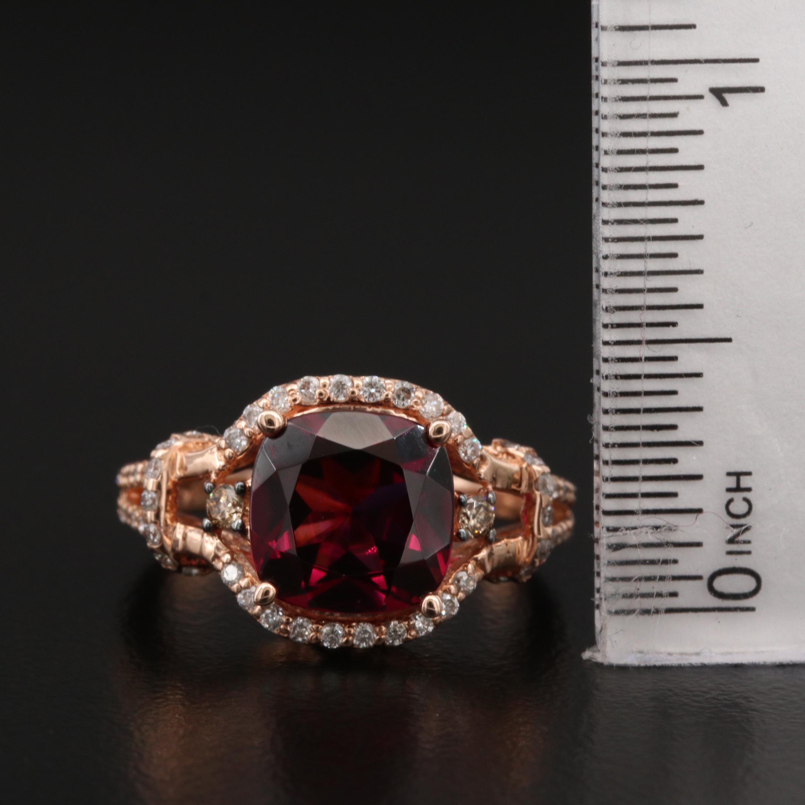 EFFY 14K Rose Gold Rhodolite Garnet and Diamond Ring