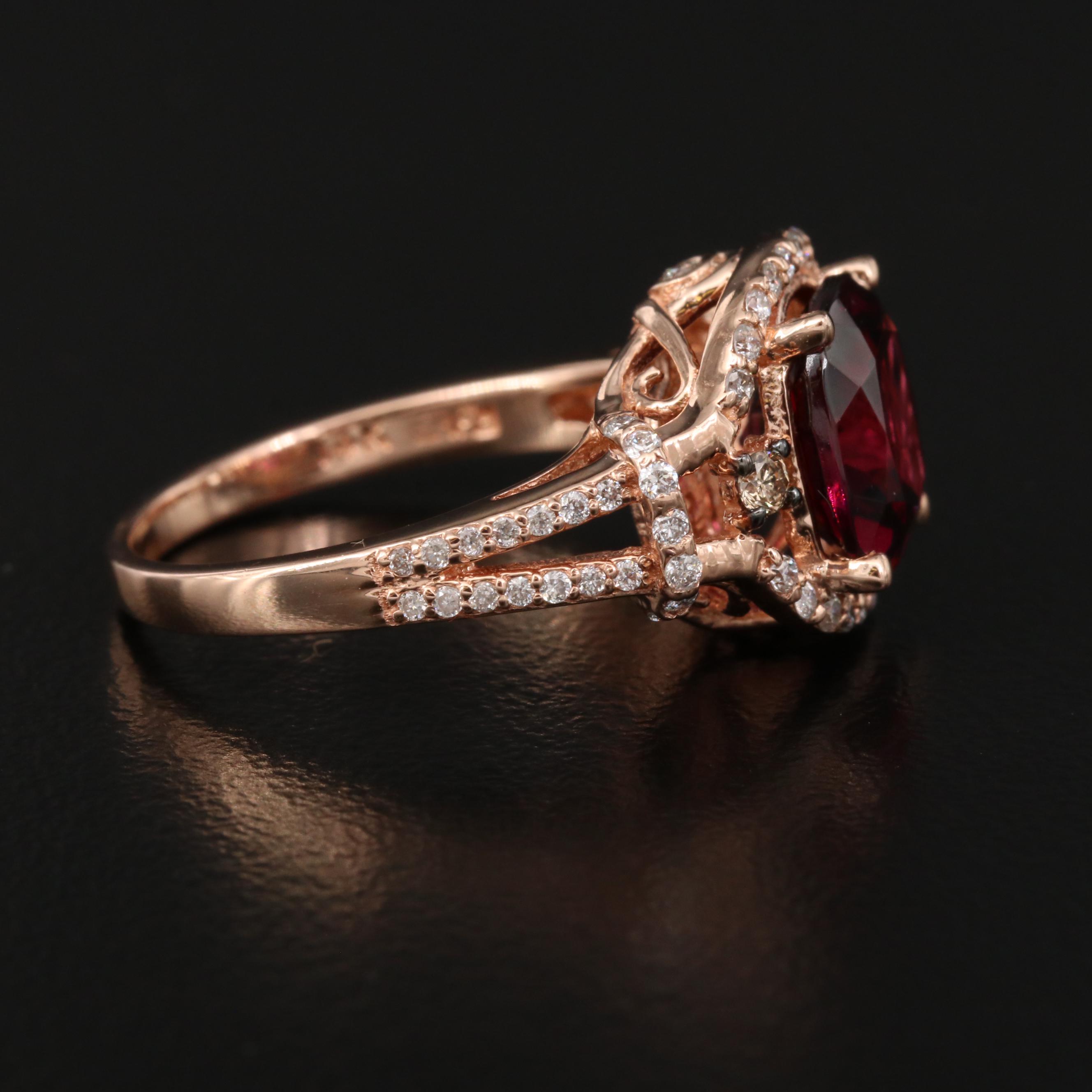 EFFY 14K Rose Gold Rhodolite Garnet and Diamond Ring