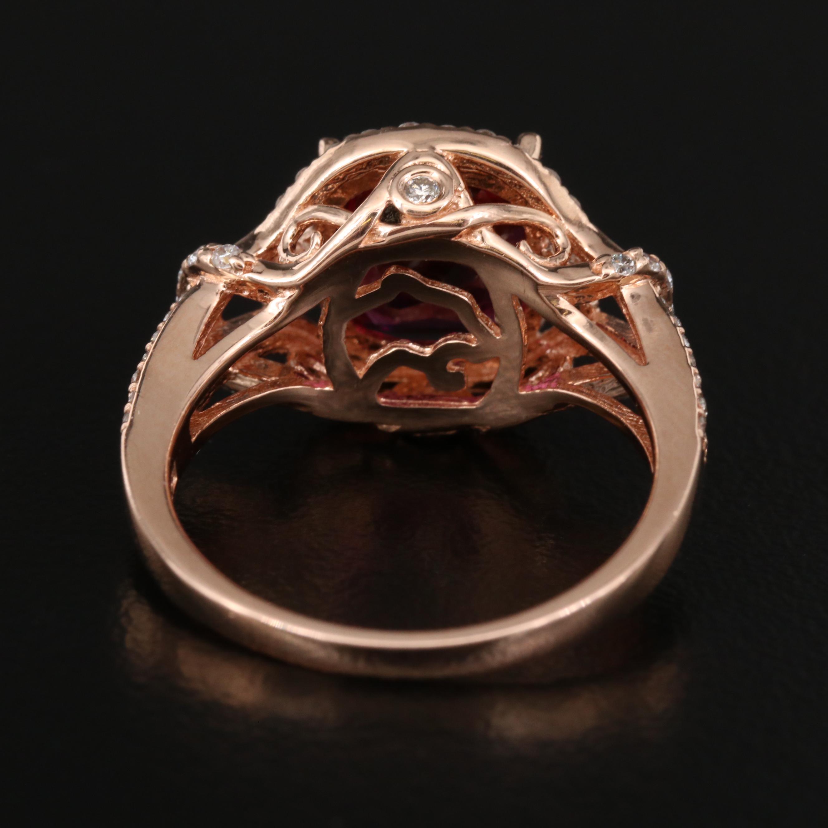 EFFY 14K Rose Gold Rhodolite Garnet and Diamond Ring
