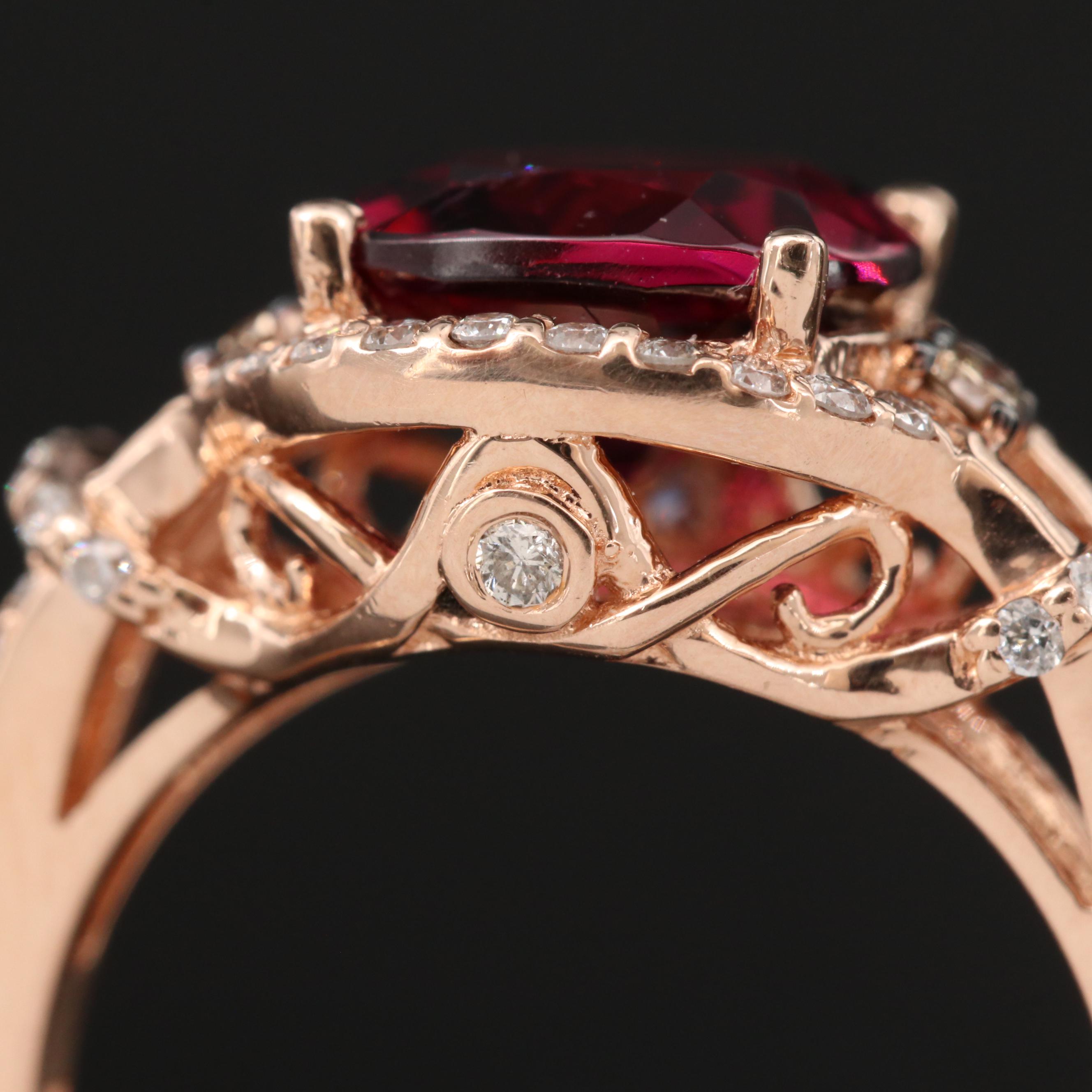 EFFY 14K Rose Gold Rhodolite Garnet and Diamond Ring