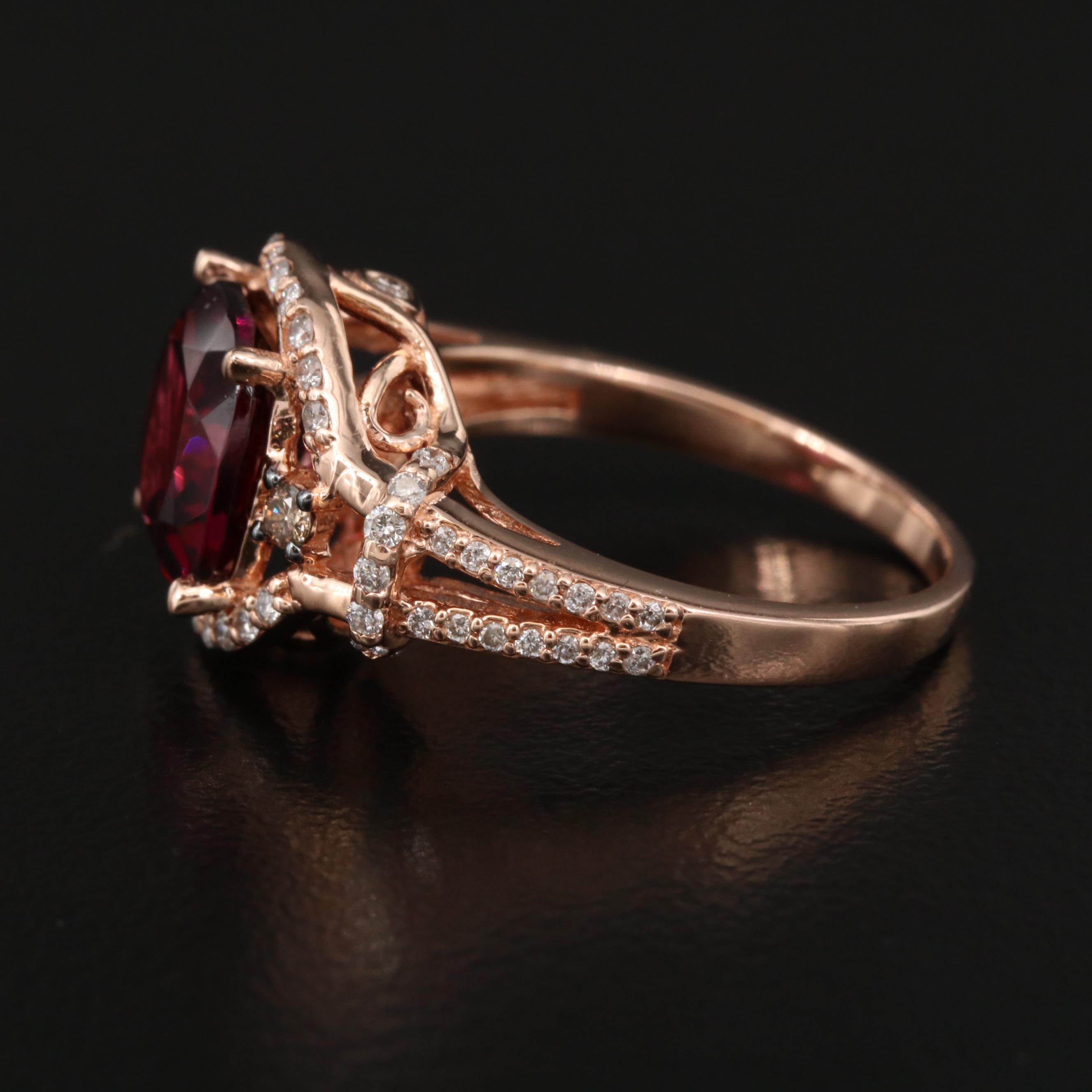 EFFY 14K Rose Gold Rhodolite Garnet and Diamond Ring
