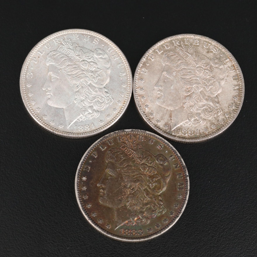 1883-O, 1884, and 1884-O Morgan Silver Dollars