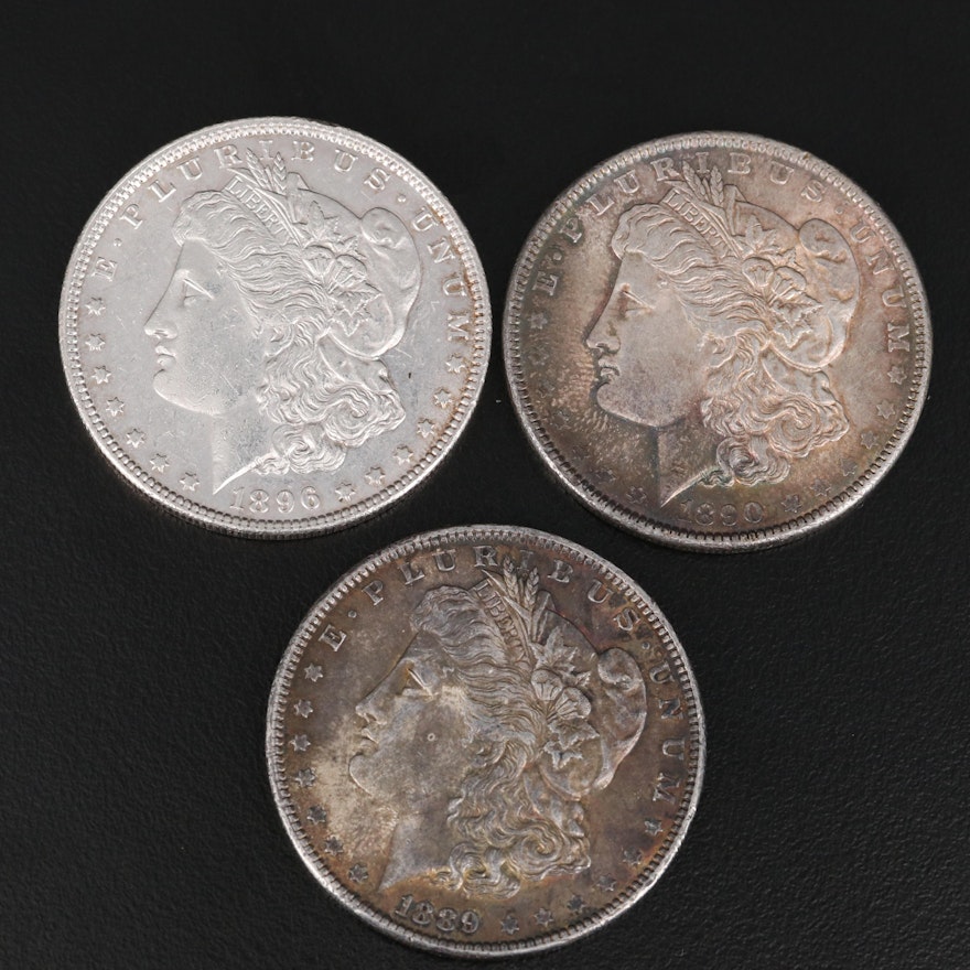 1889, 1890, and 1896 Morgan Silver Dollars