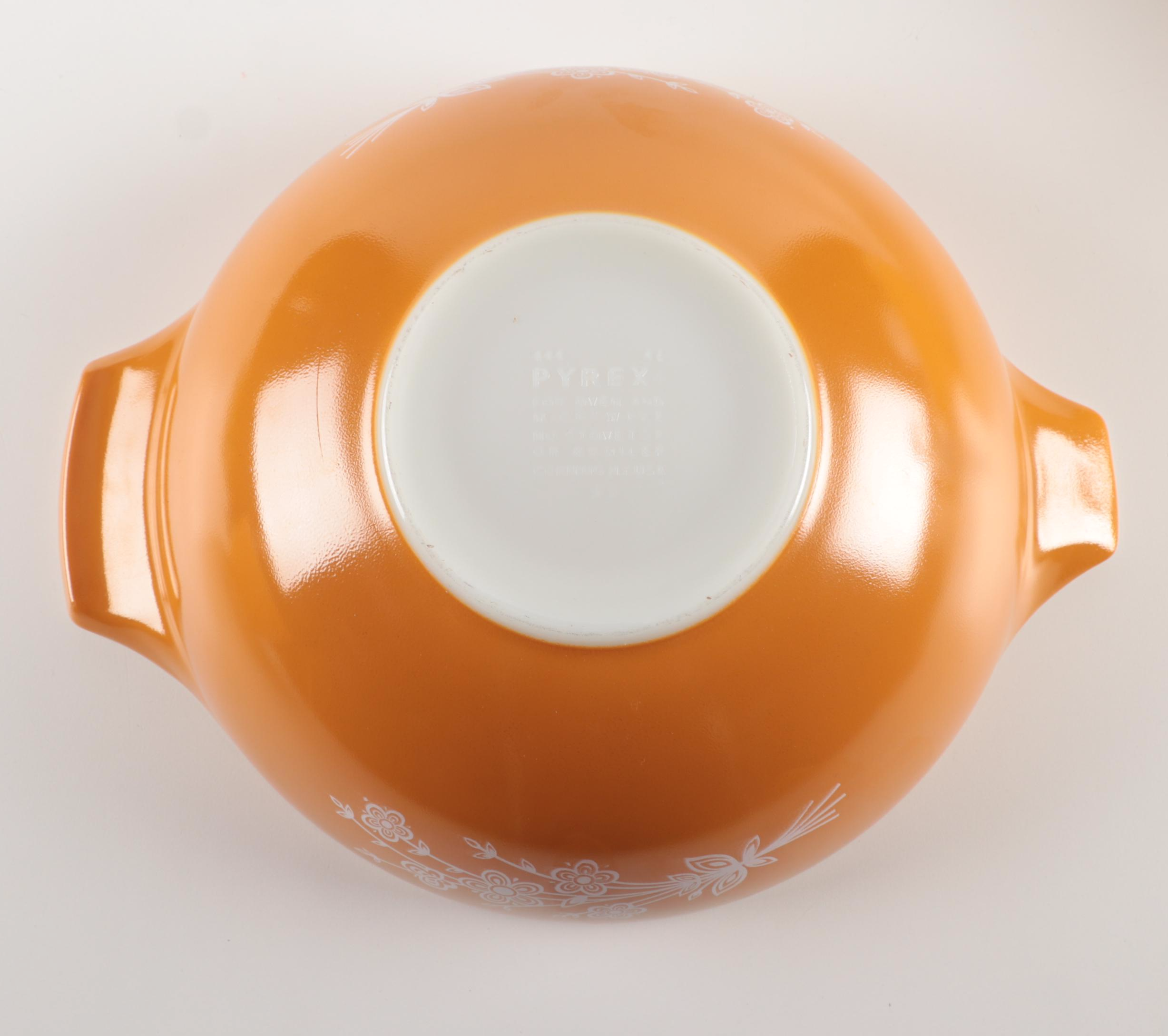 Pyrex "Butterfly Gold" Glass Cinderella and Mixing Bowls, 1979–1981