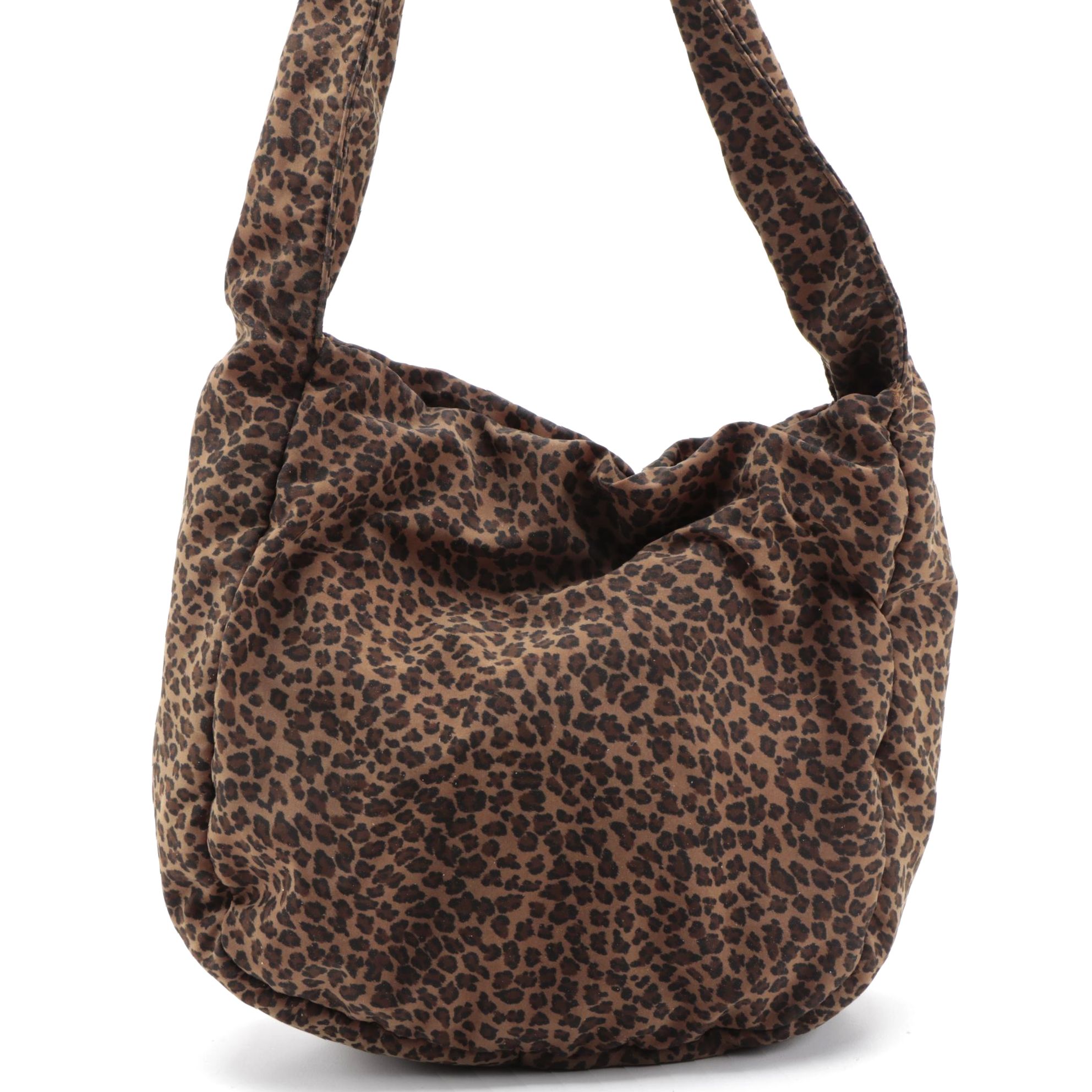 Bottega Veneta Leopard Print Nylon Hobo Bag