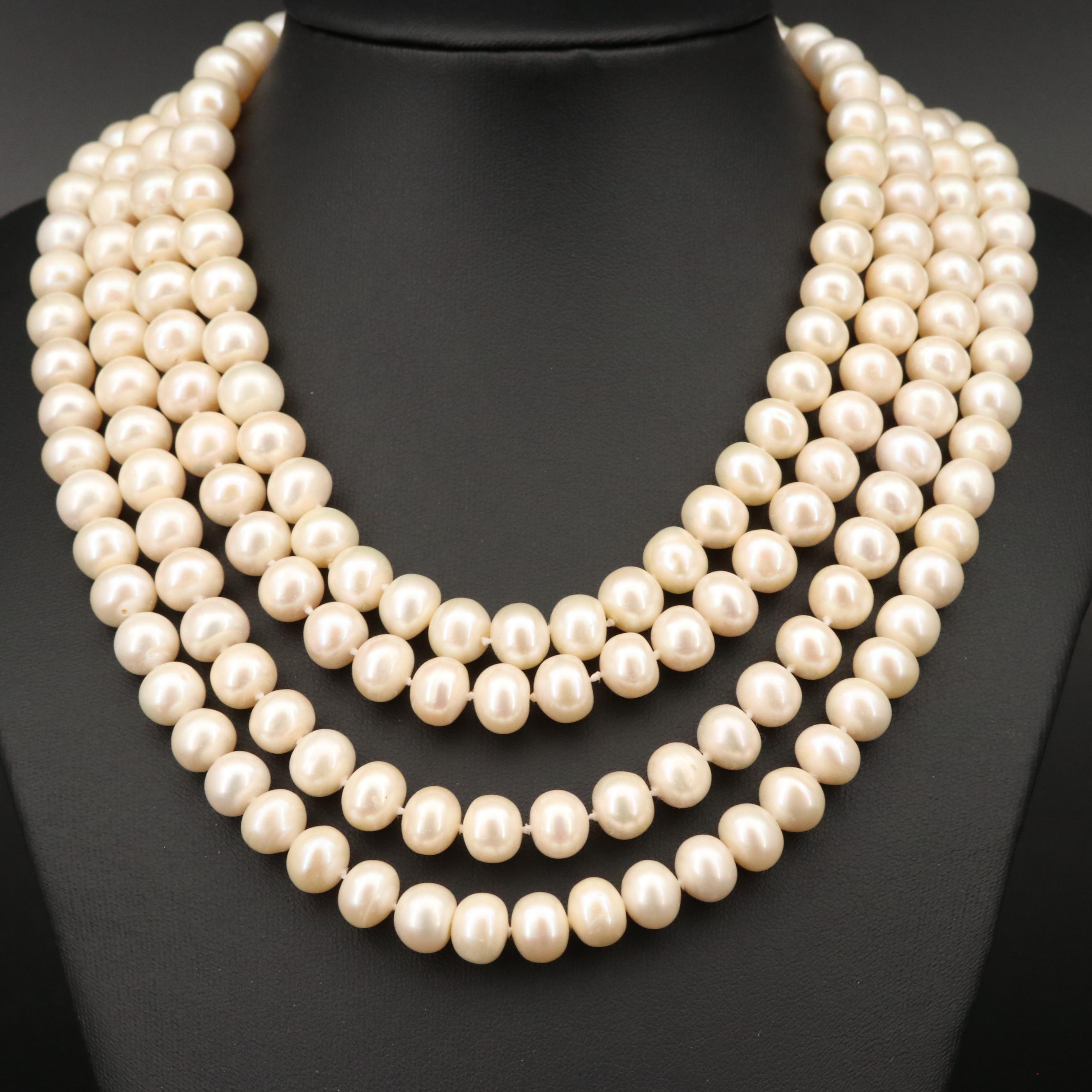 Rope Length Strand of Knotted Pearls