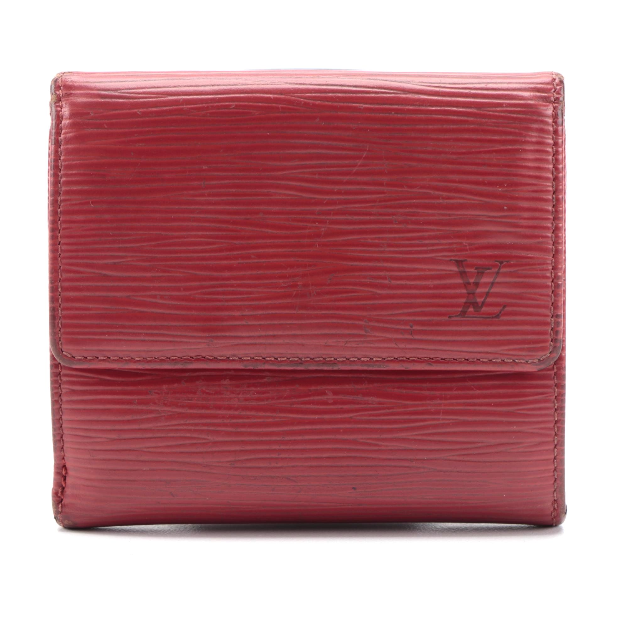 Louis Vuitton Porte-Monnaie Billets Cartes Crédit Wallet in Rouge Epi Leather