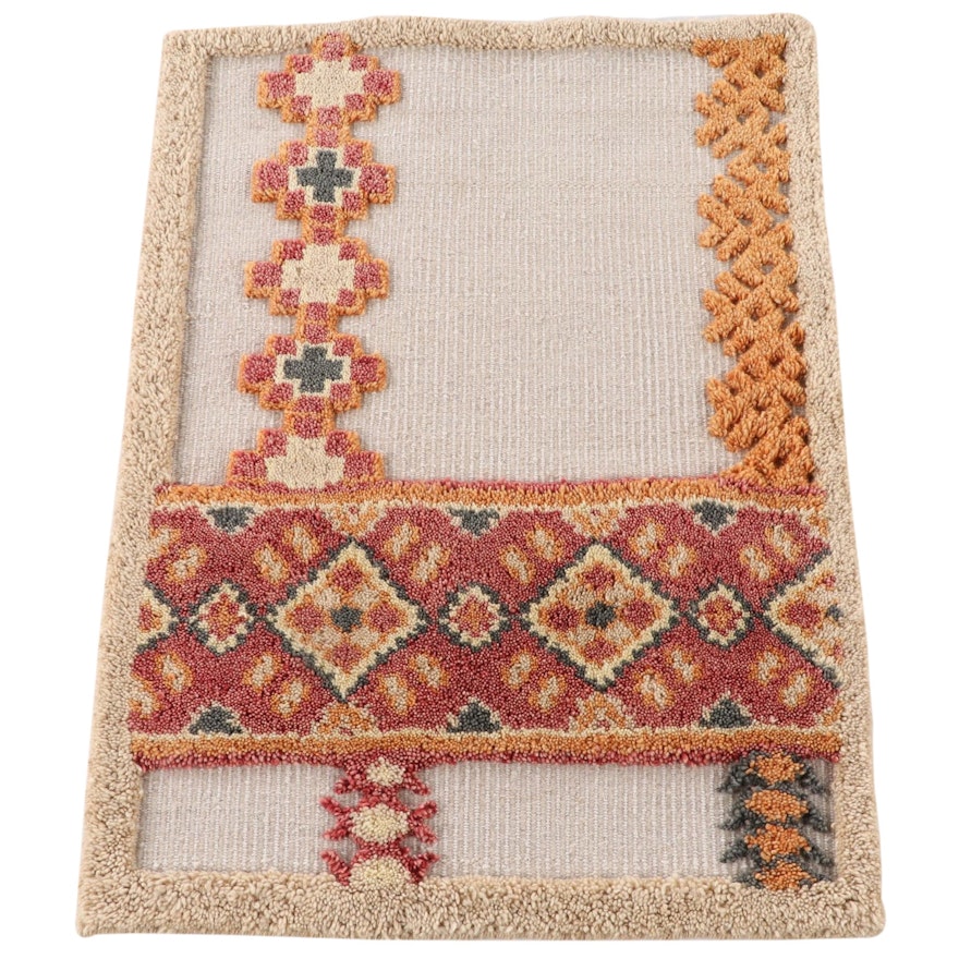 2'1 x 2'11 Hand-Knotted Indian Wool Accent Rug from The Rug Gallery