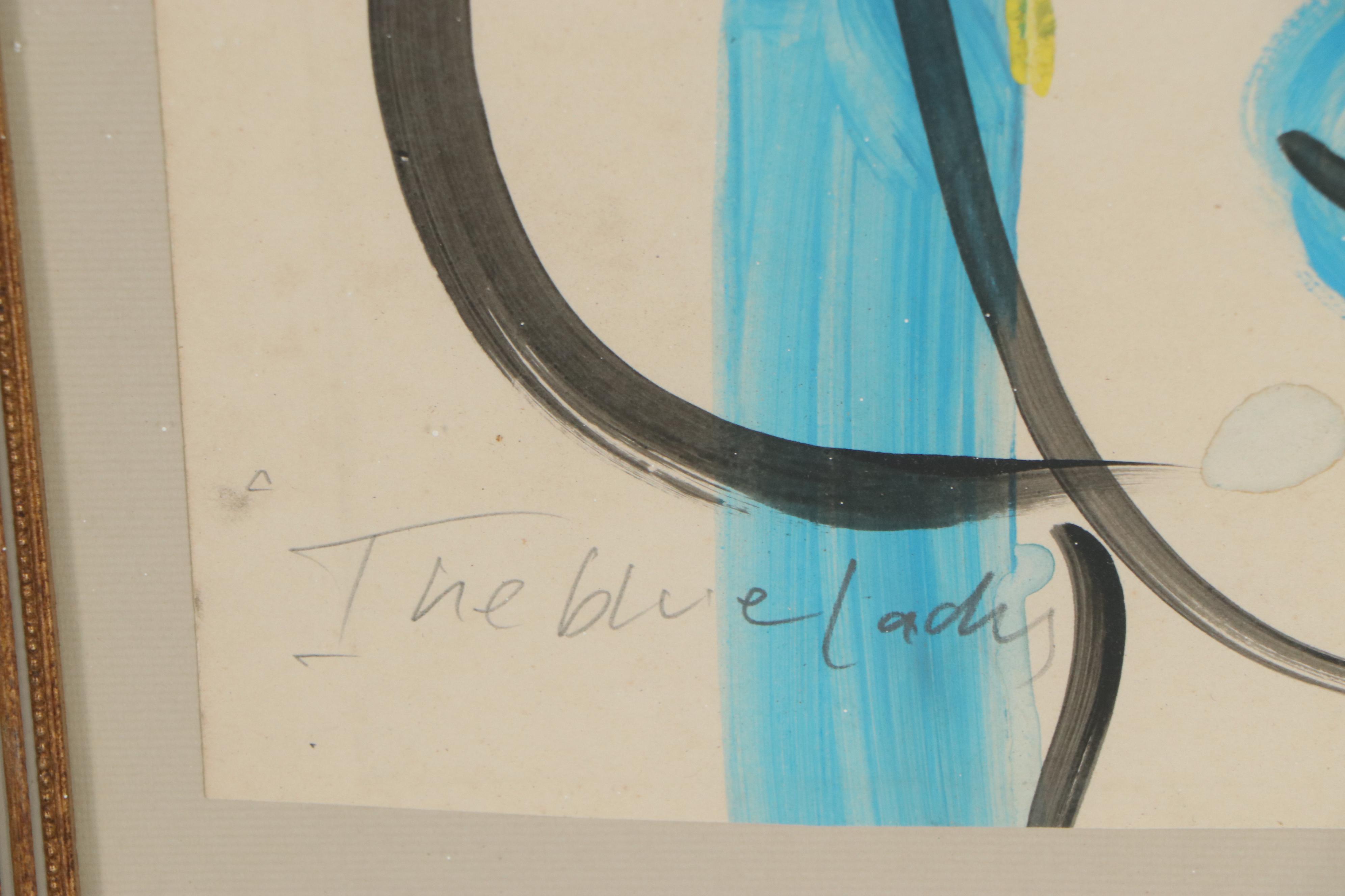 Peter Keil Abstract Acrylic Painting "The Blue Lady with a Hat," 1975