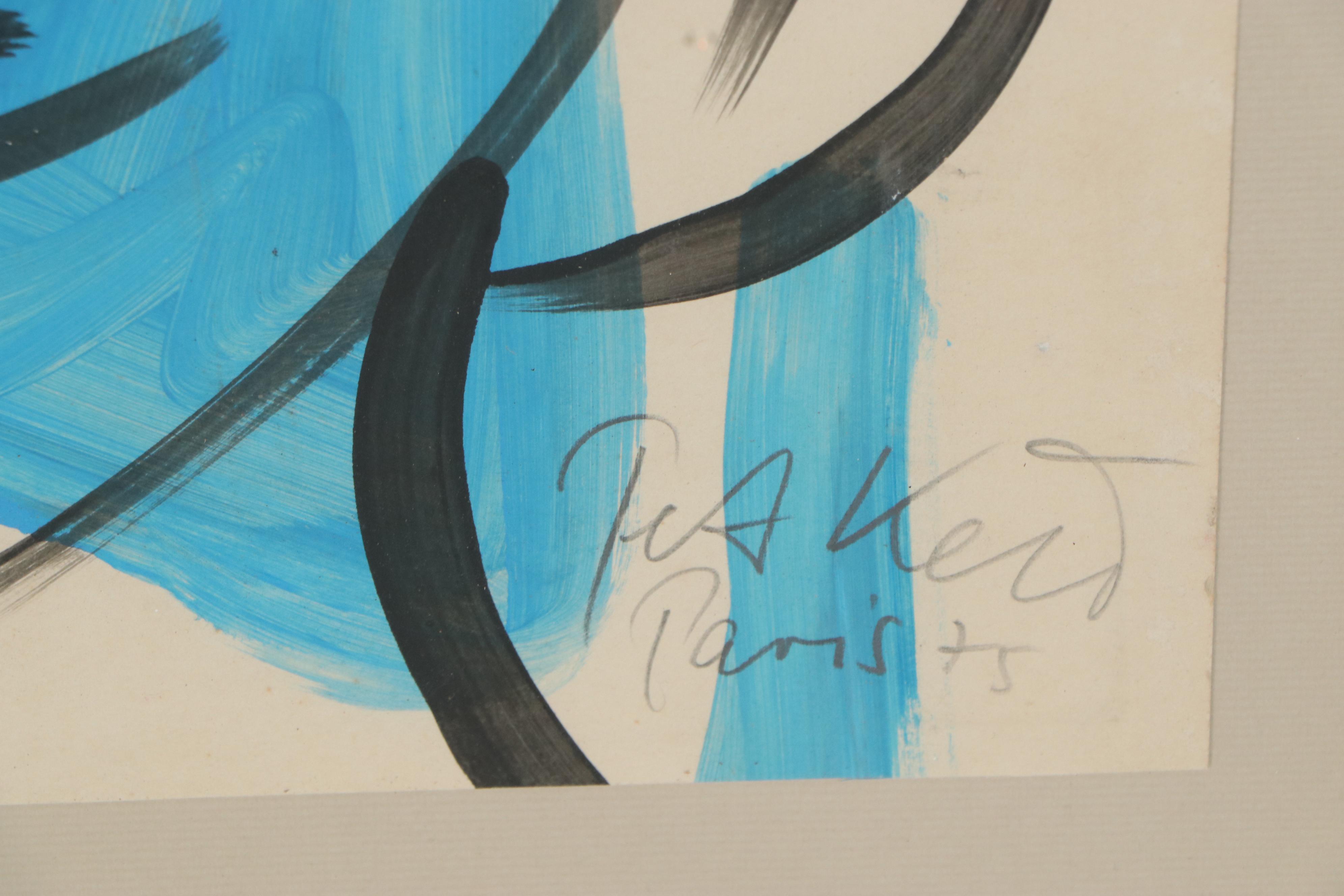 Peter Keil Abstract Acrylic Painting "The Blue Lady with a Hat," 1975